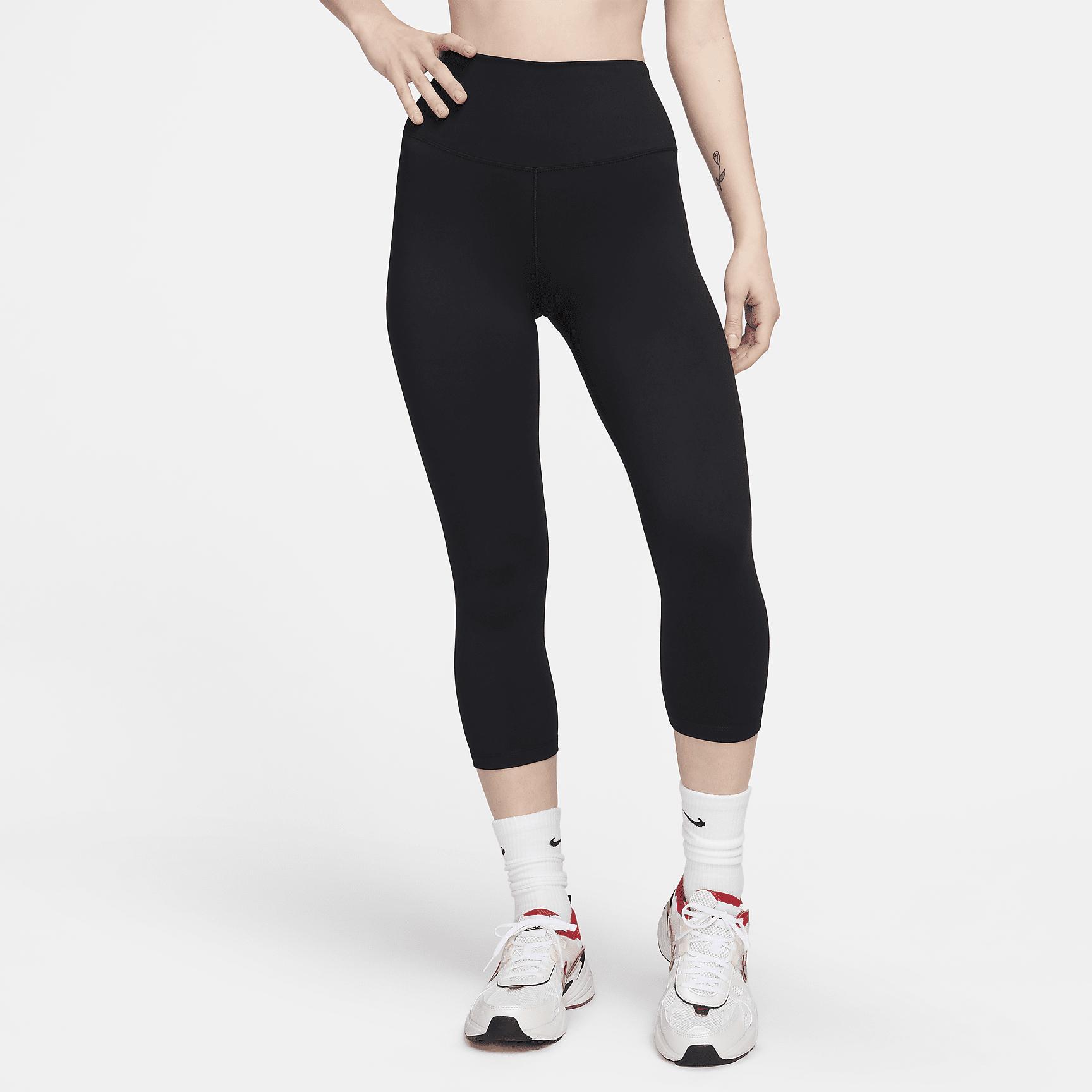 Nike Womens One Dri-FIT High-Waisted Crop Leggings in Black Product Image