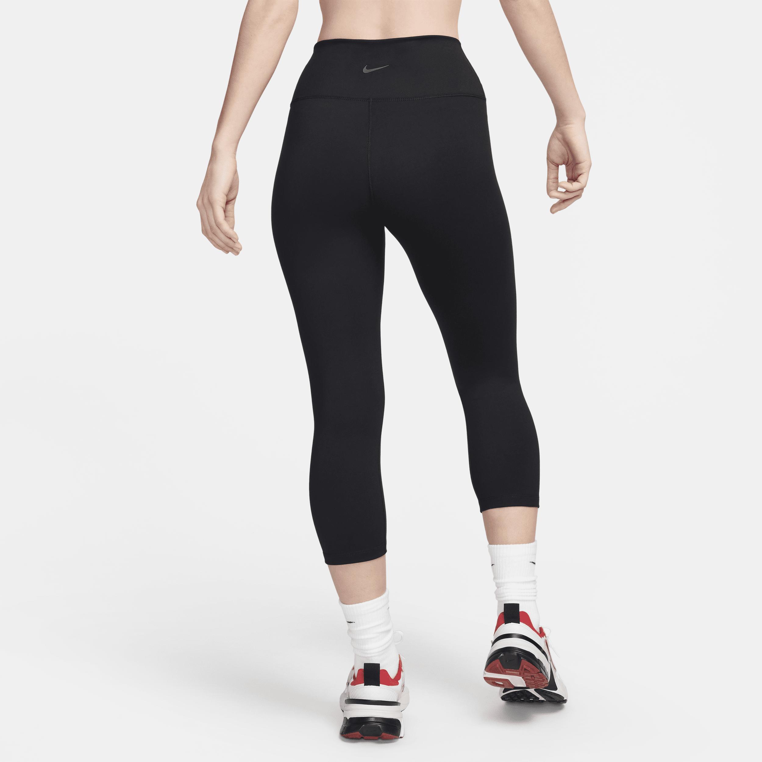 Nike Womens One Dri-FIT High-Waisted Crop Leggings in Black Product Image