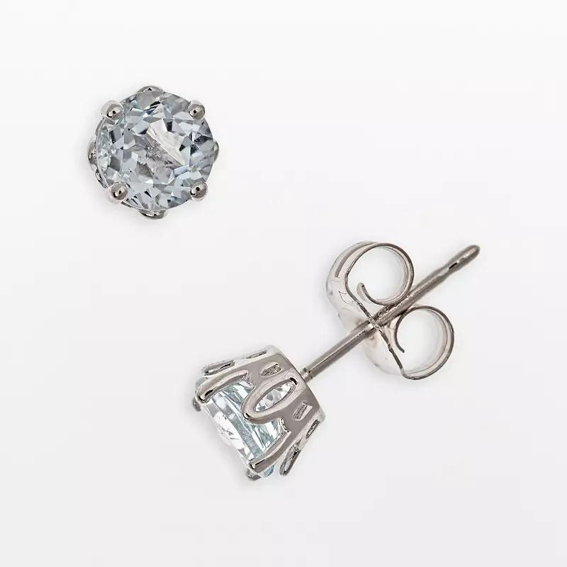 Celebration Gems Sterling Silver Aquamarine Stud Earrings, Women's, Blue Product Image