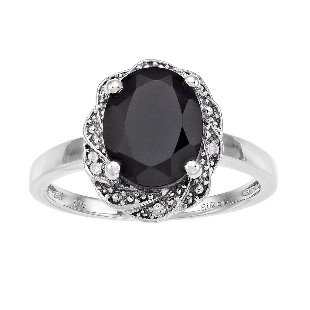 Gemminded Sterling Silver Onyx & Diamond Accent Ring, Women's, Size: 5 Product Image