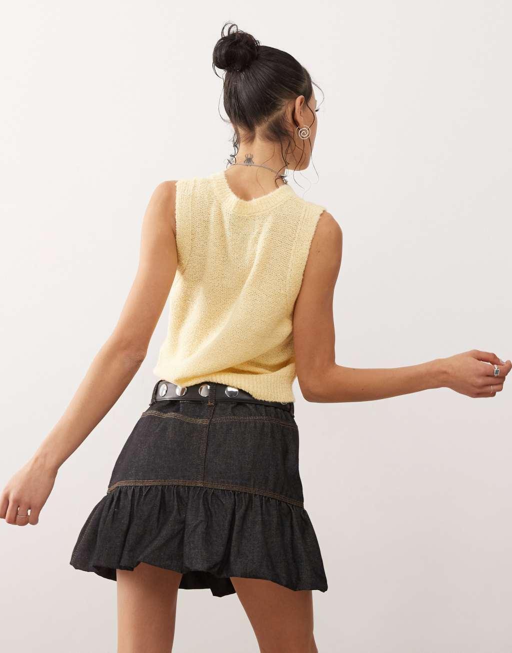 Reclaimed Vintage knit vest in buttermilk yellow Product Image