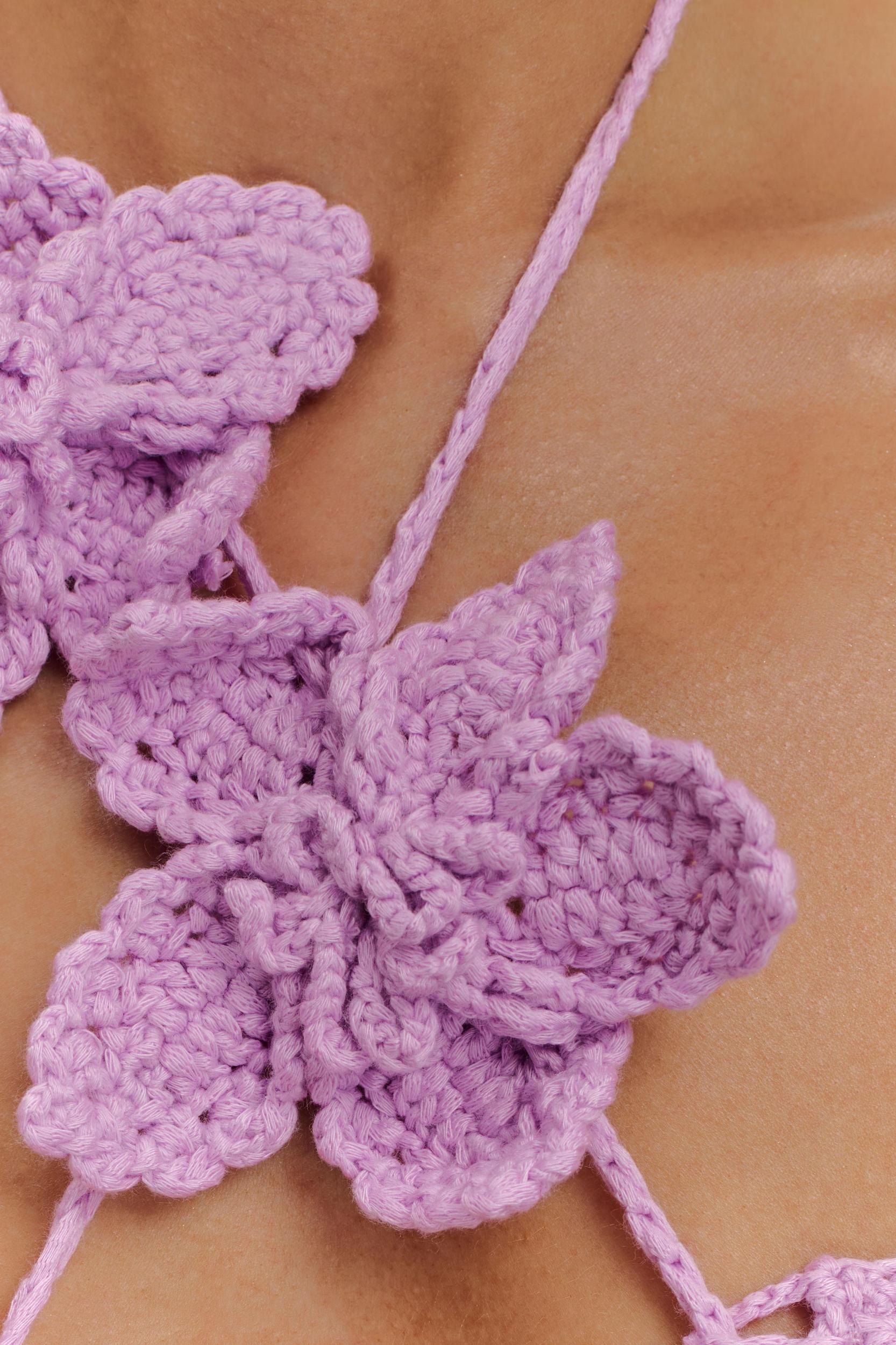 River Floral Crochet Bikini Top - Lilac Product Image