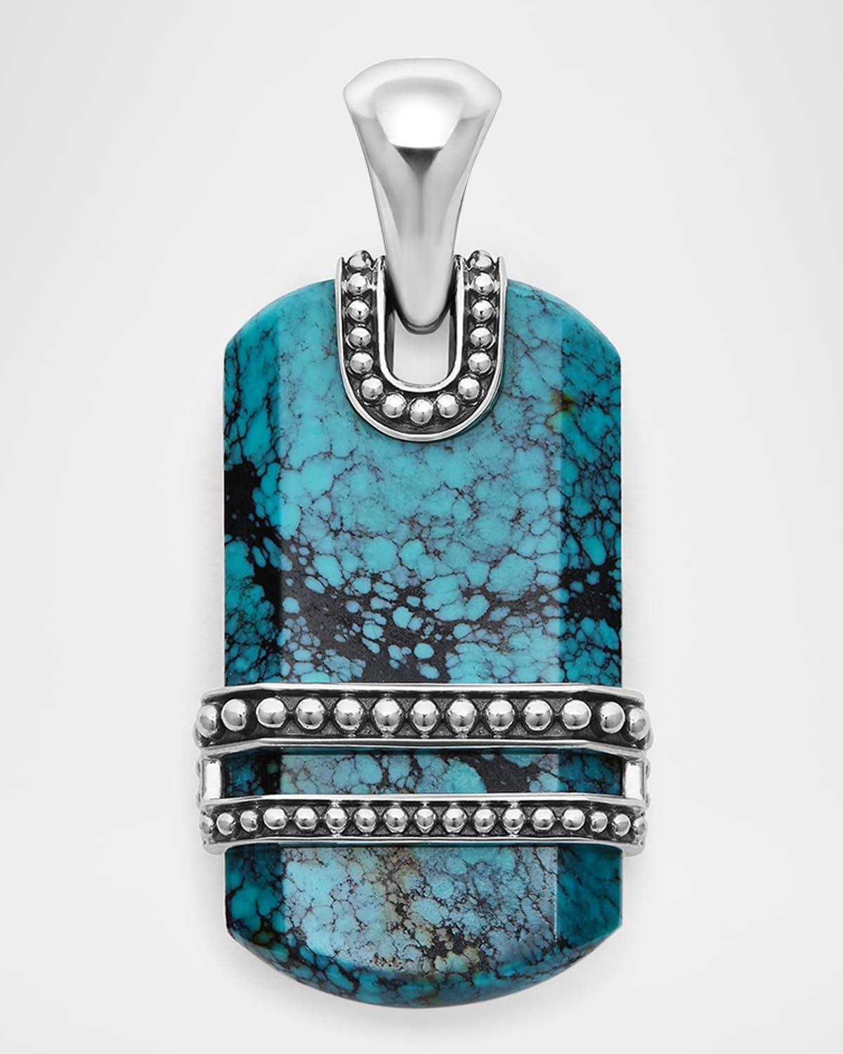 Lagos Mens Sterling Silver Anthem Tiger Eye Dog Tag Amulet Pendant - Exclusive Product Image