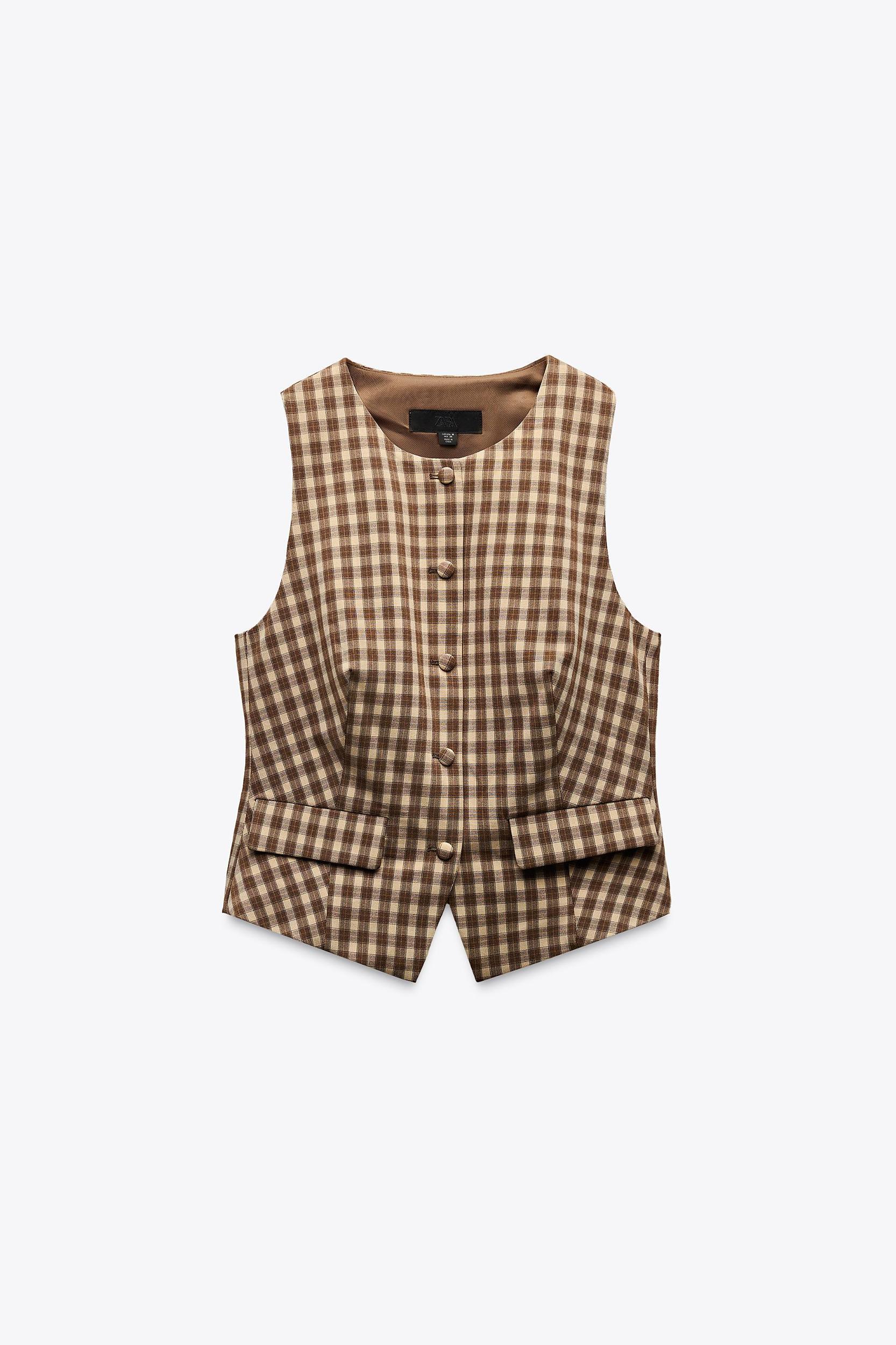 CHECKERED FITTED VEST TOP Product Image