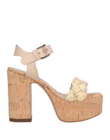 CASADEI Woman Sandals Sand Size 7 Textile Fibers, Natural Raffia In Brown Product Image