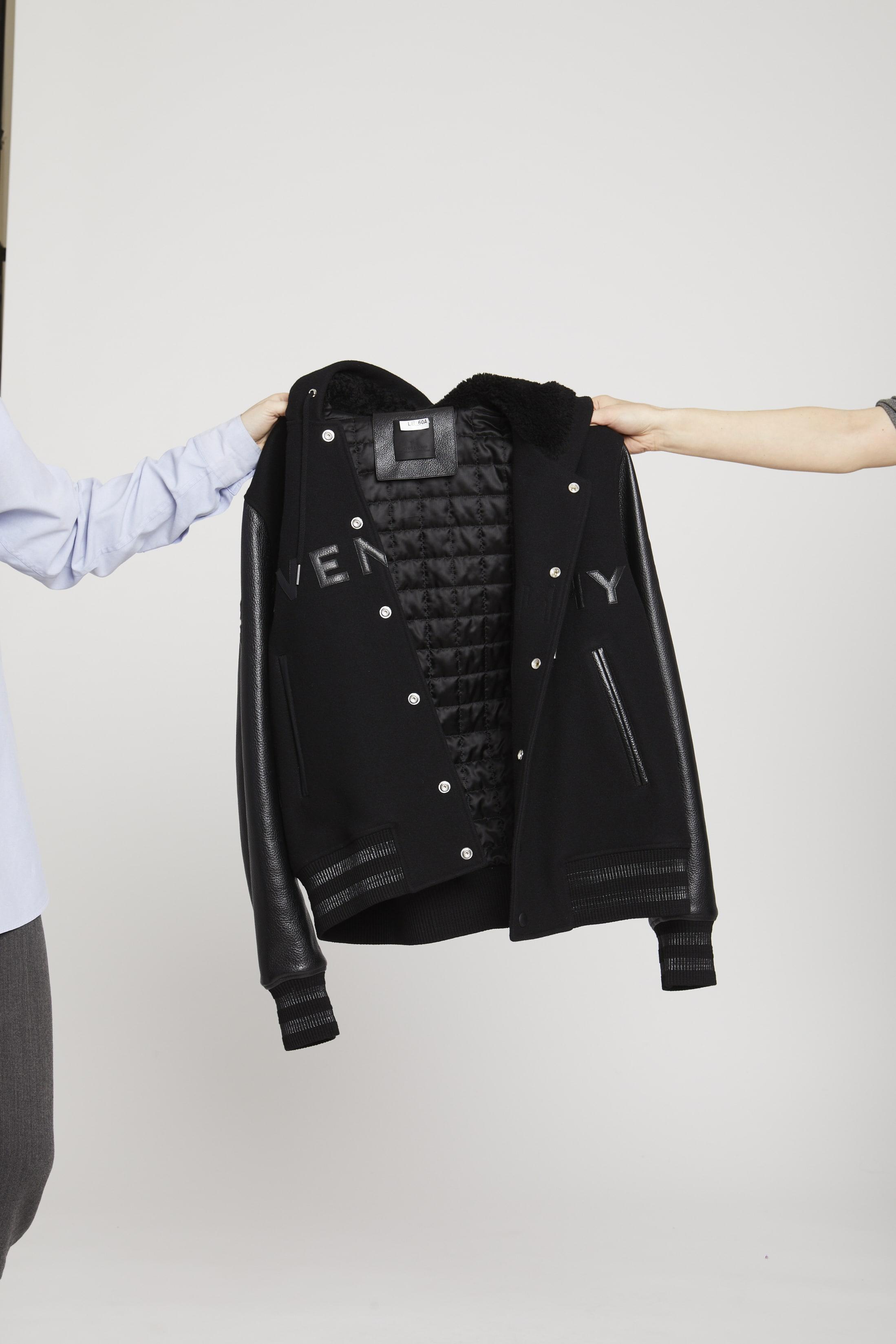 Mens Hooded Varsity Jacket in Wool Product Image