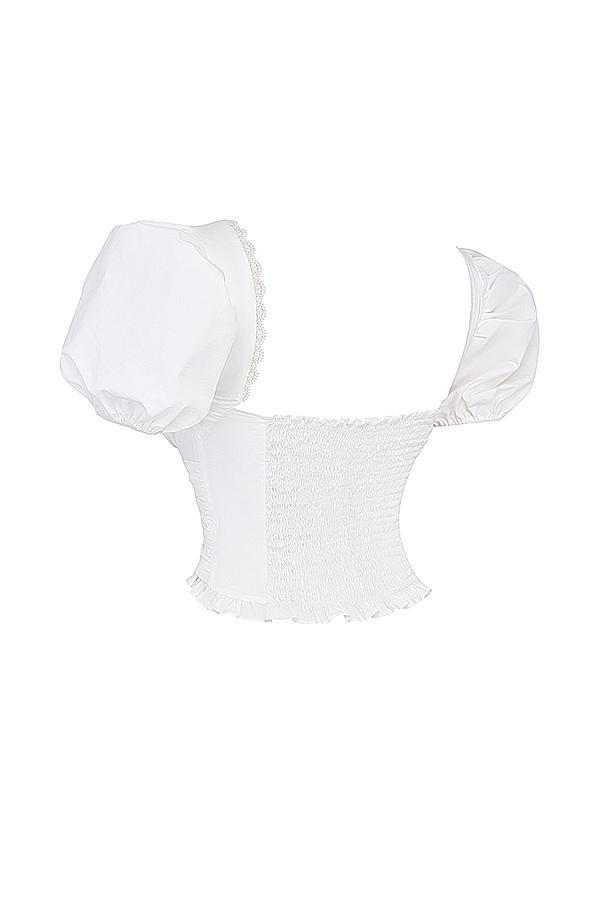 Samaya White Gathered Top Product Image