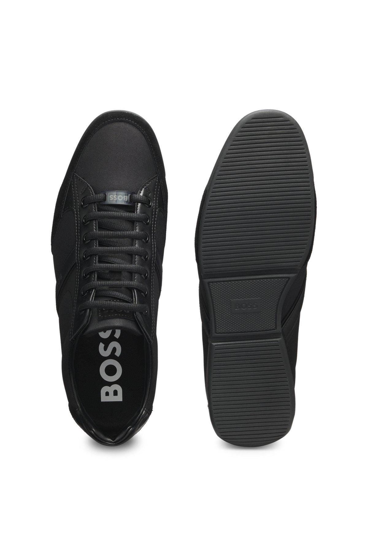 BOSS - Mixed-material trainers with suede and faux leather - Black Product Image