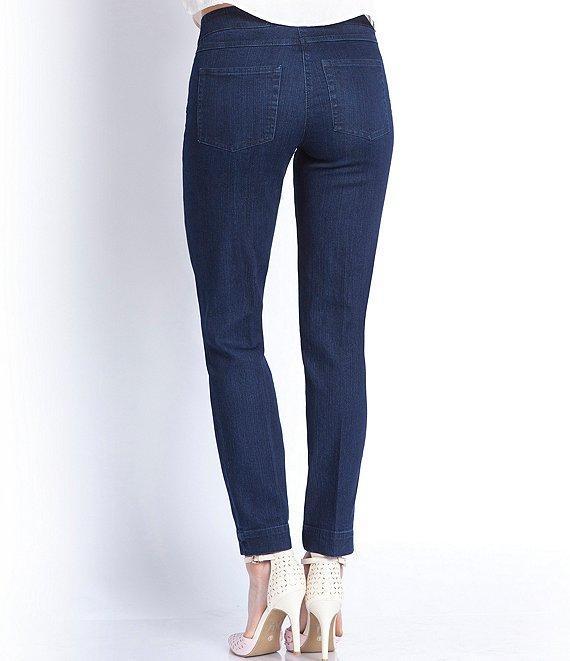 Slimsation® by Multiples Mid Rise Flat Front Pull-On Ankle Jeans Product Image