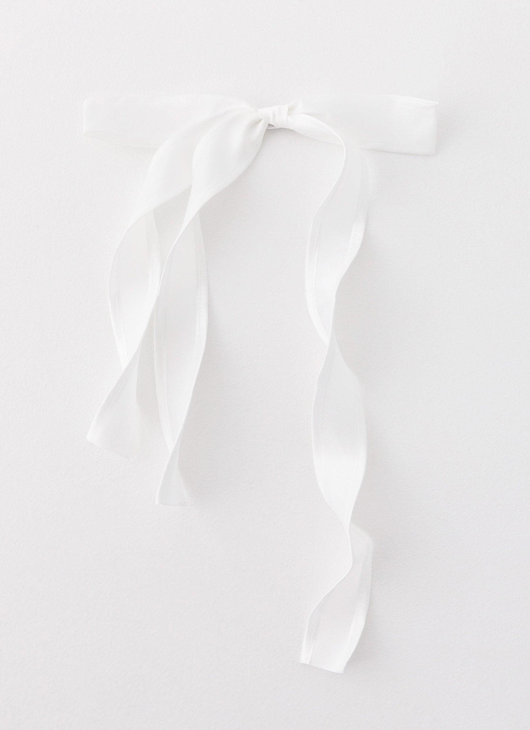 Tied Up Bow Hair Clip - White Product Image