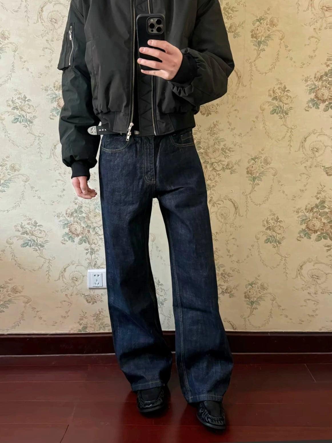 RT No. 18019 DARK BLUE STRAIGHT DENIM JEANS Product Image
