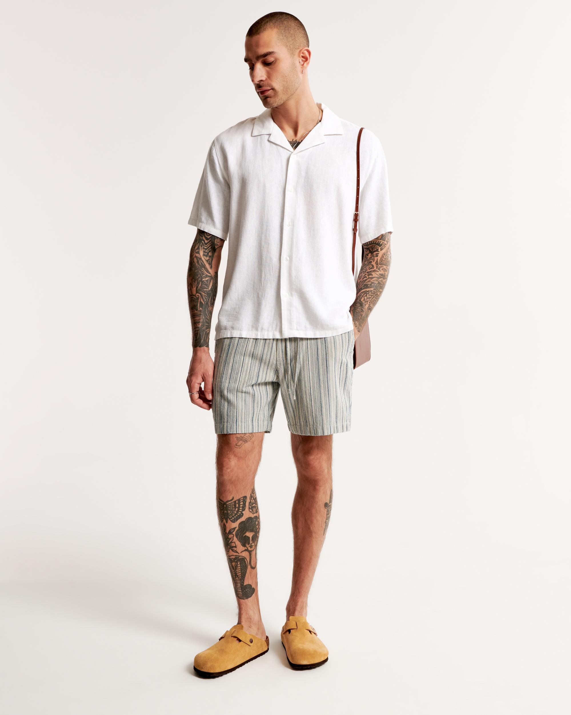 Camp Collar Linen-Blend Shirt Product Image
