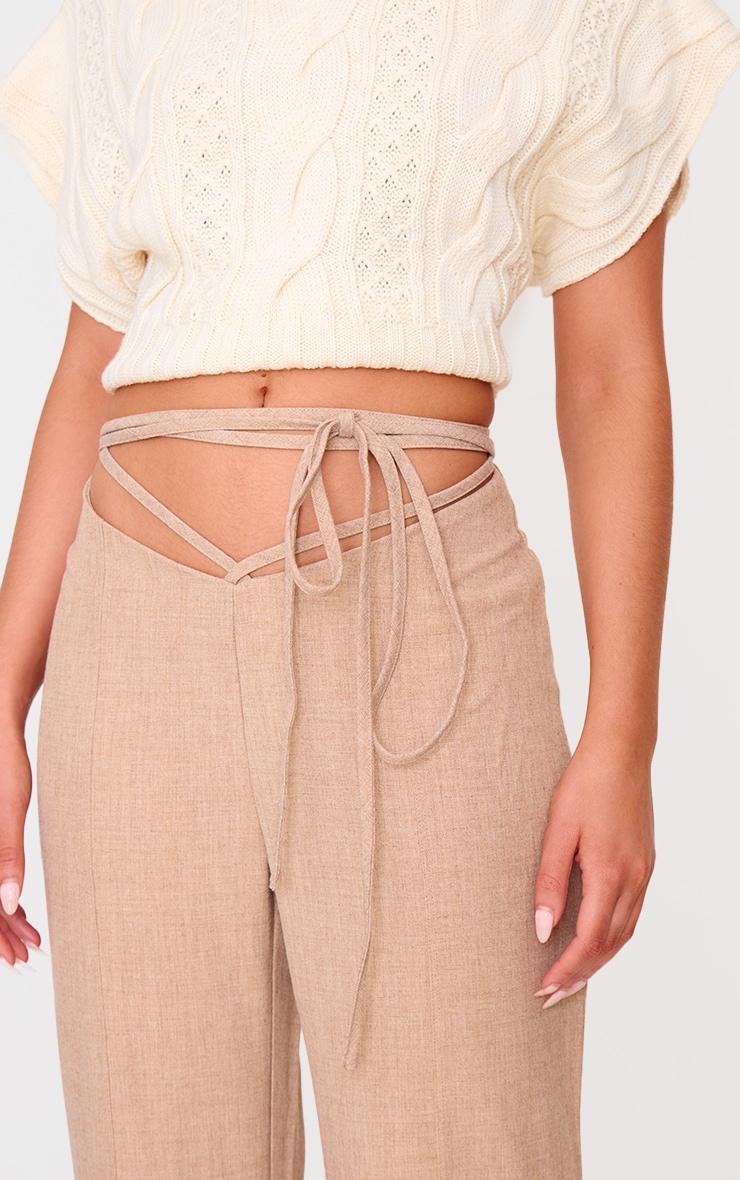 PLT Label Taupe Tie Waist Pants Product Image