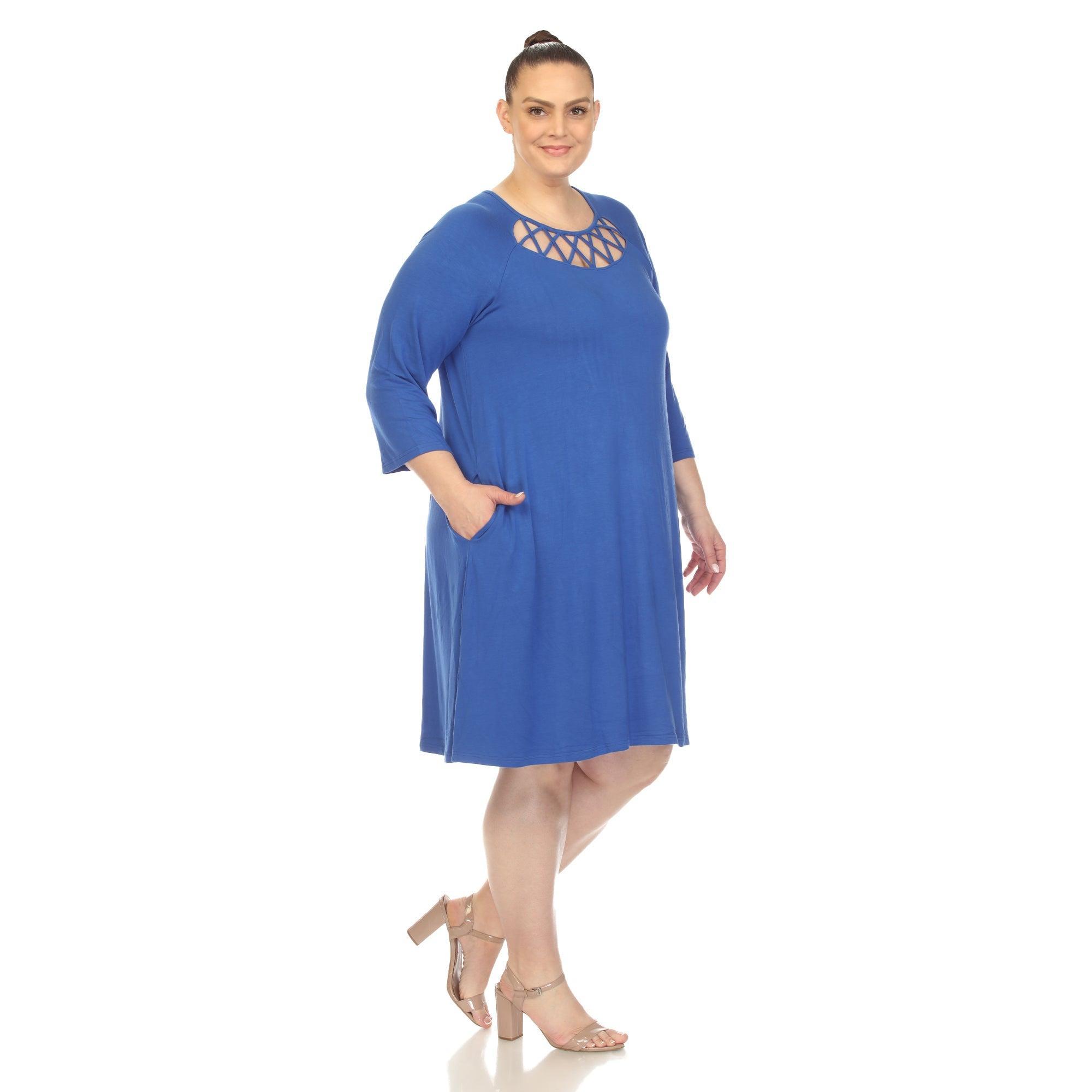 Criss Cross Neckline Swing Midi Dress - Plus Product Image