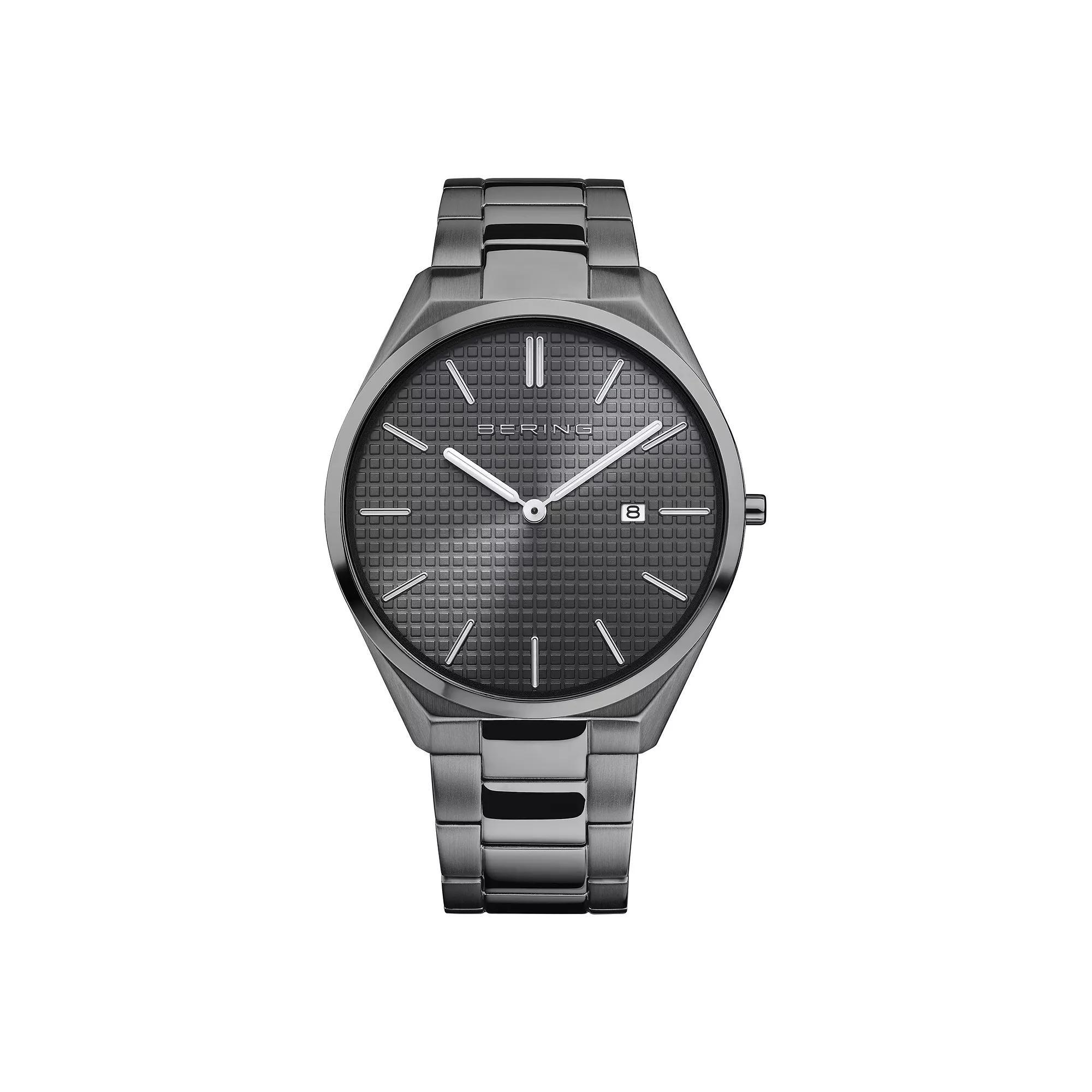 BERING Men's Ultra Slim Brushed Stainless Steel Bracelet Watch, Women's, Size: Large, Gray Product Image