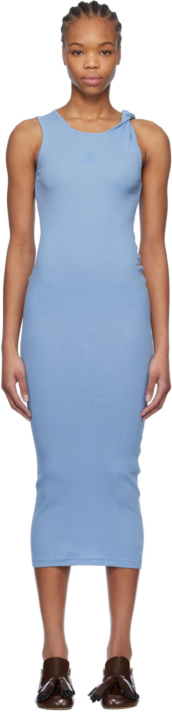 JW ANDERSON Embroidered Twisted-strap Maxi Dress In 830 Sky Blue Product Image