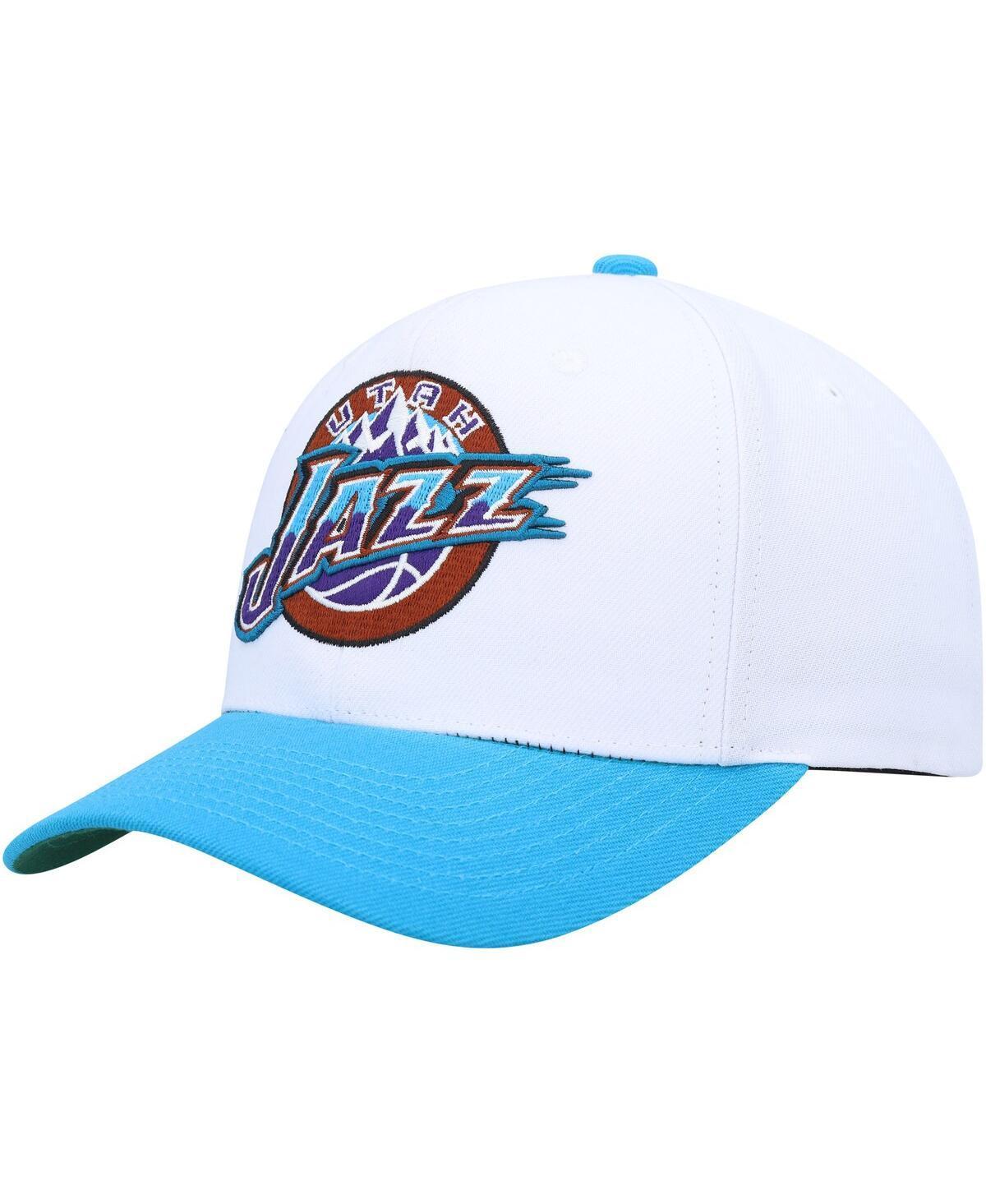 Men's Mitchell & Ness White/Navy Utah Jazz Hardwood Classics Core 2-Tone 2.0 Pro Snapback Hat, Jaz White Product Image