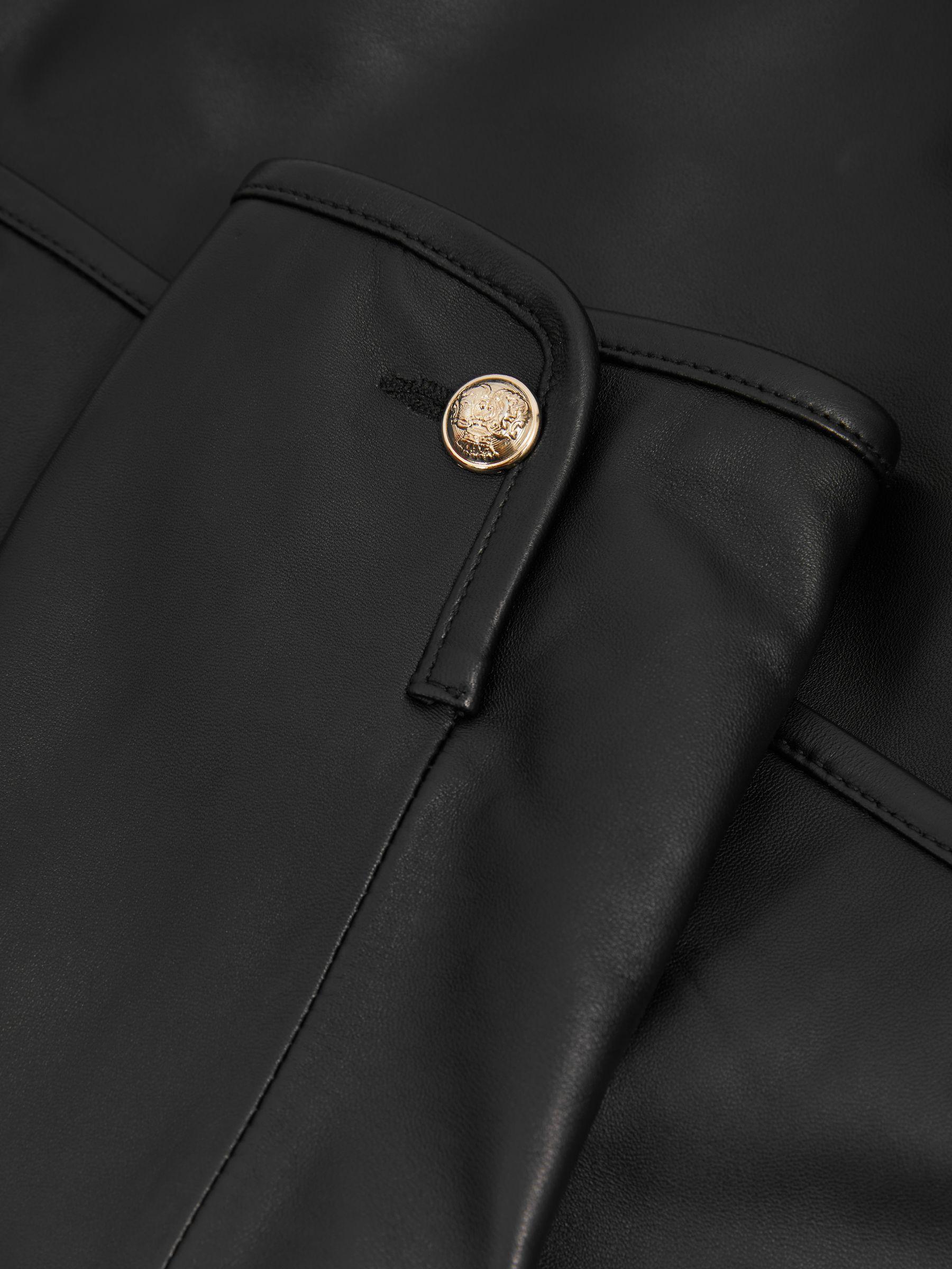 Cropped Leather Jacket in Black Product Image