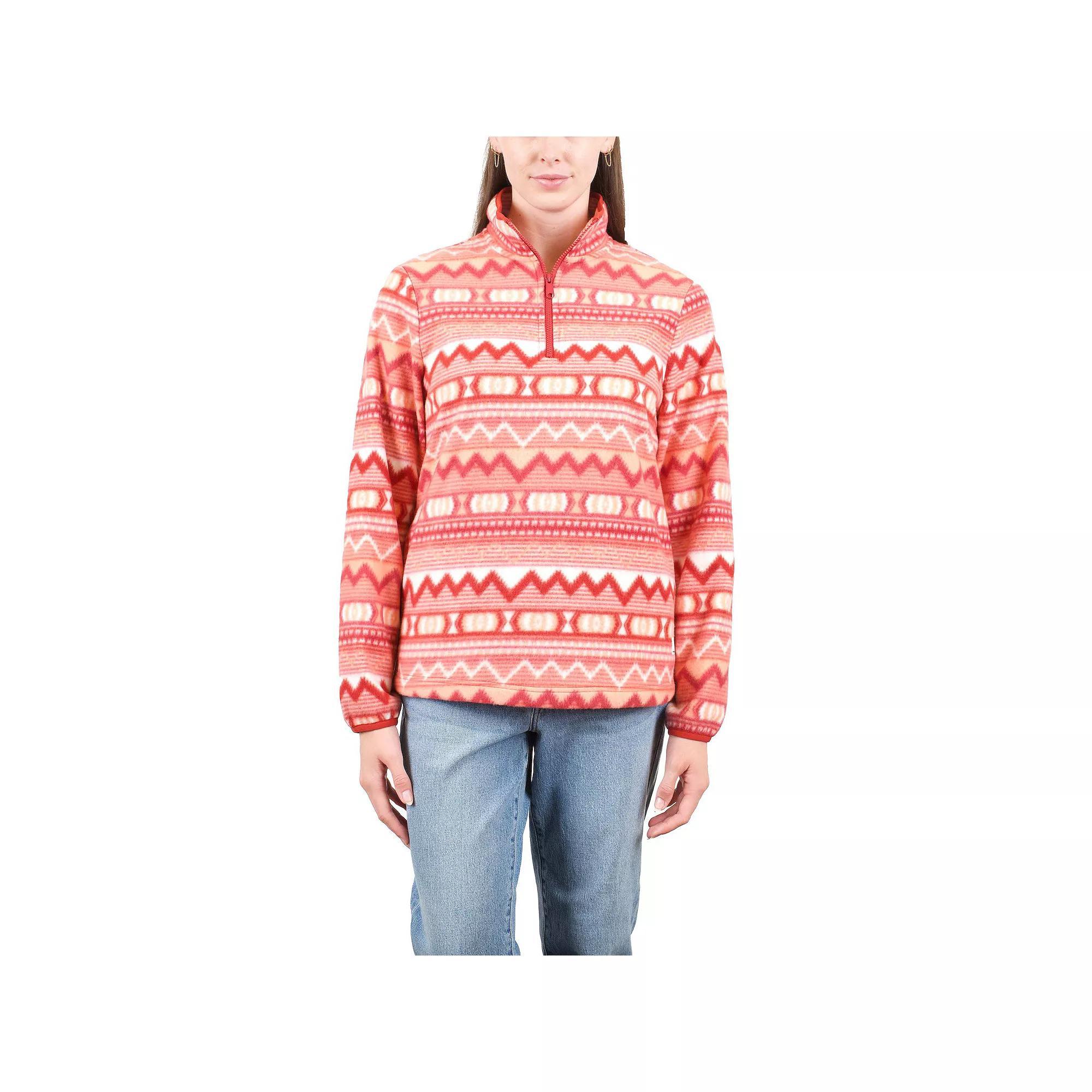 Women's Mountain and Isles Quarter Zip Printed Polar Fleece Pullover, Size: XS, Red Product Image