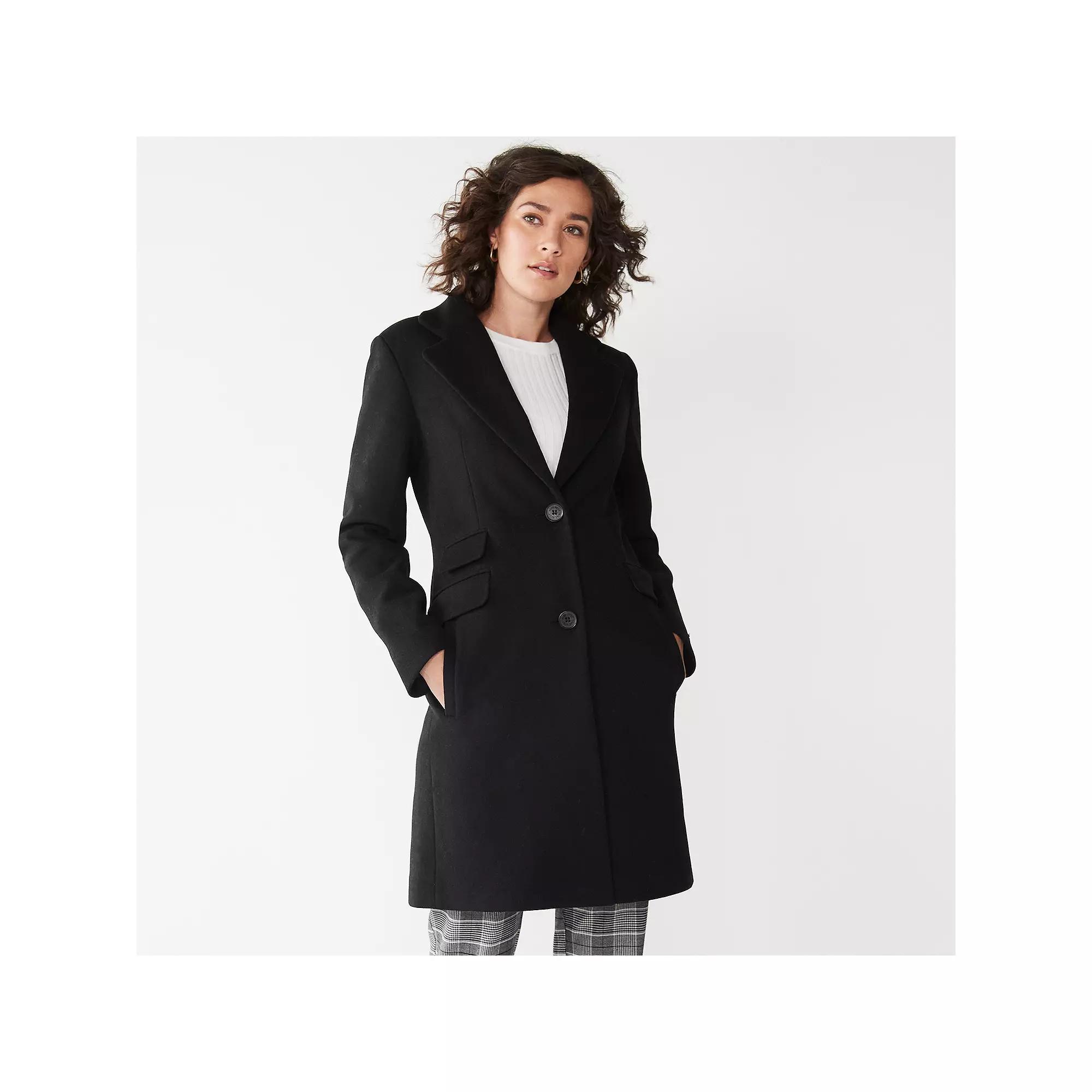 Womens Nine West Single-Breasted Wool Blend Coat Product Image