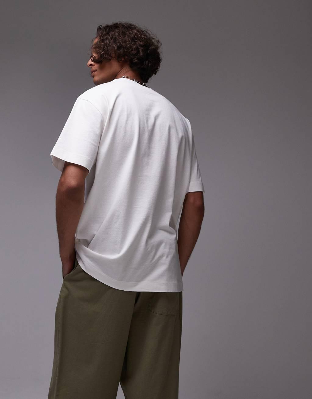 Topman oversized fit T-shirt with Paris print in white Product Image