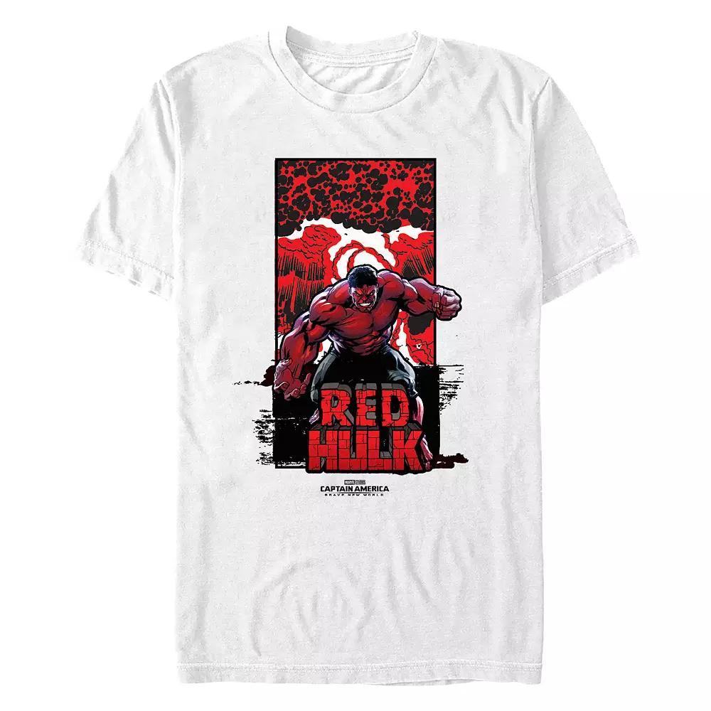 Men's Marvel Captain America Brave New World Red Hulk Explosion Poster Graphic Tee, Size: Large, White Product Image