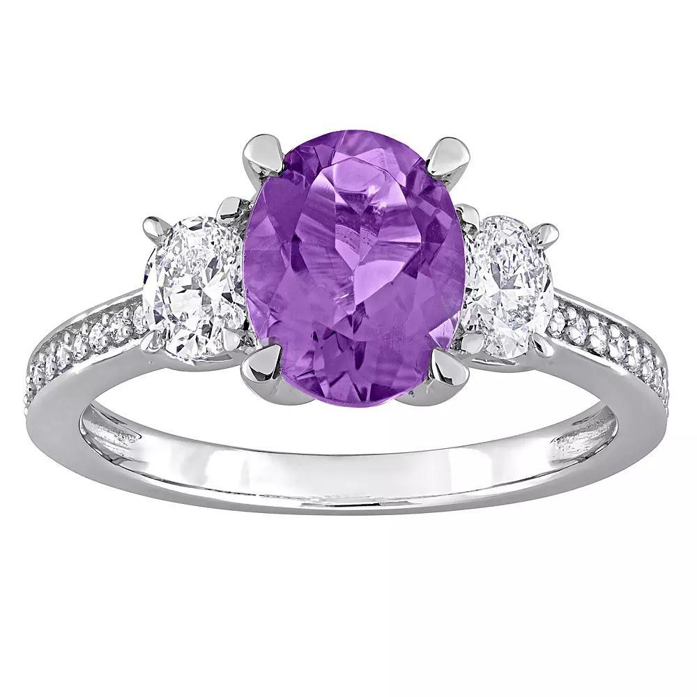 Stella Grace 14k White Gold Amethyst & 5/8 Carat T.W. Diamond 3-Stone Engagement Ring, Women's, Size: 6.50, 14k Whgold Product Image