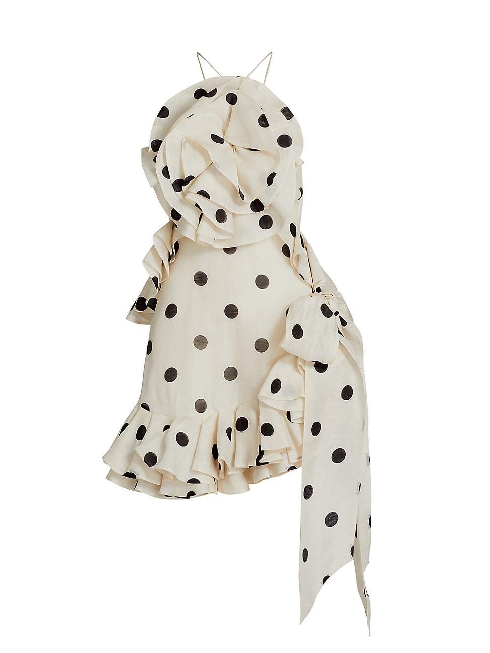 Womens Crush Polka Dot Ruffle Minidress Product Image