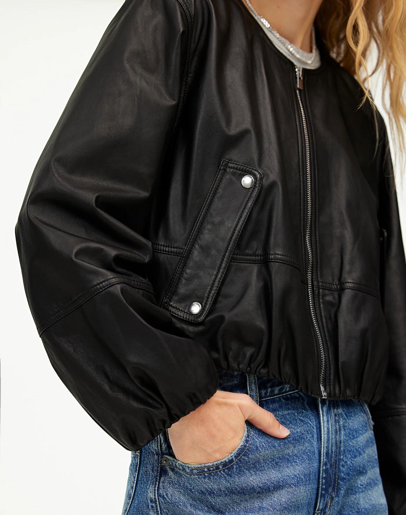 Leather Bubble-Sleeve Jacket Product Image
