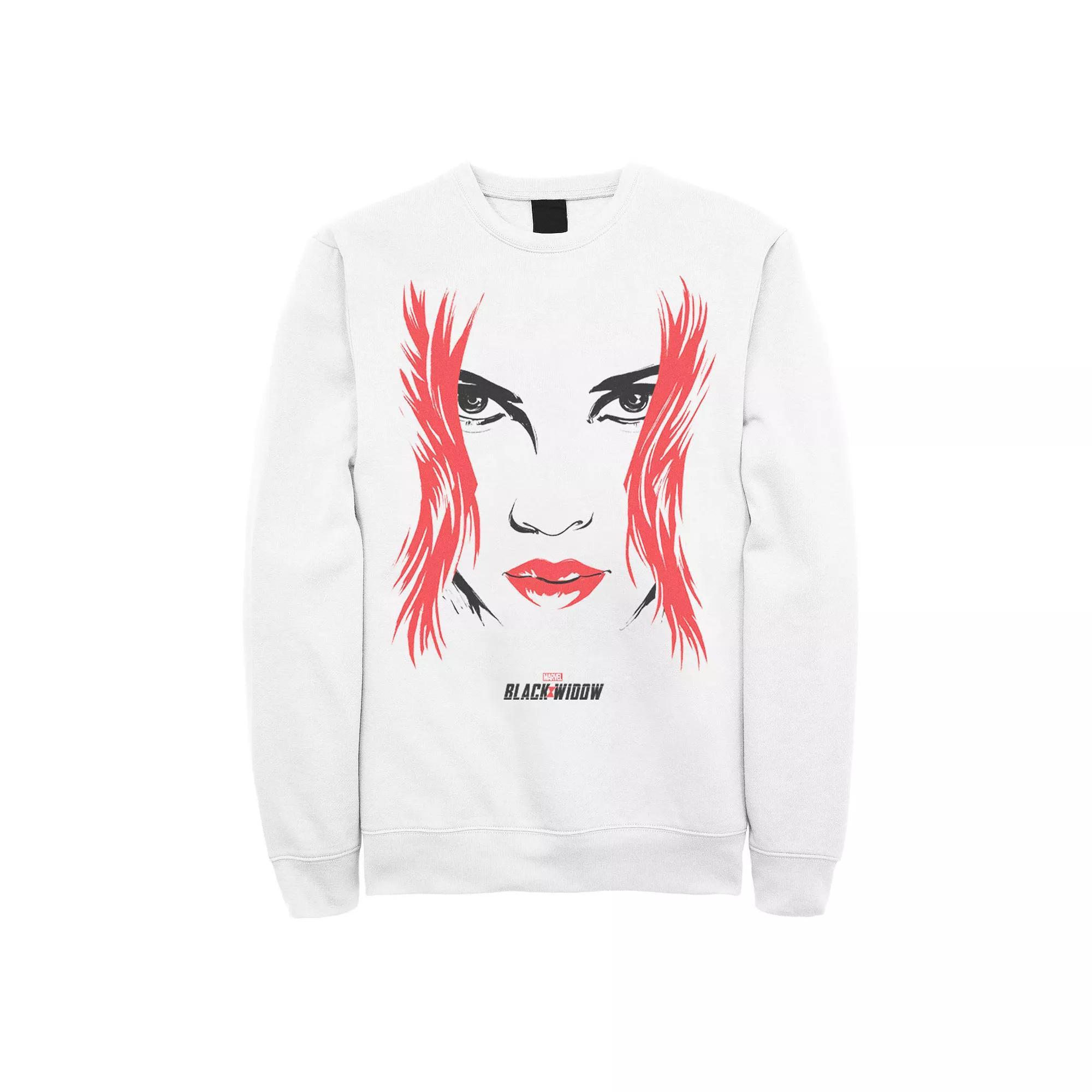 Men's Marvel Black Widow Big Face Sweatshirt, Size: Medium, White Product Image