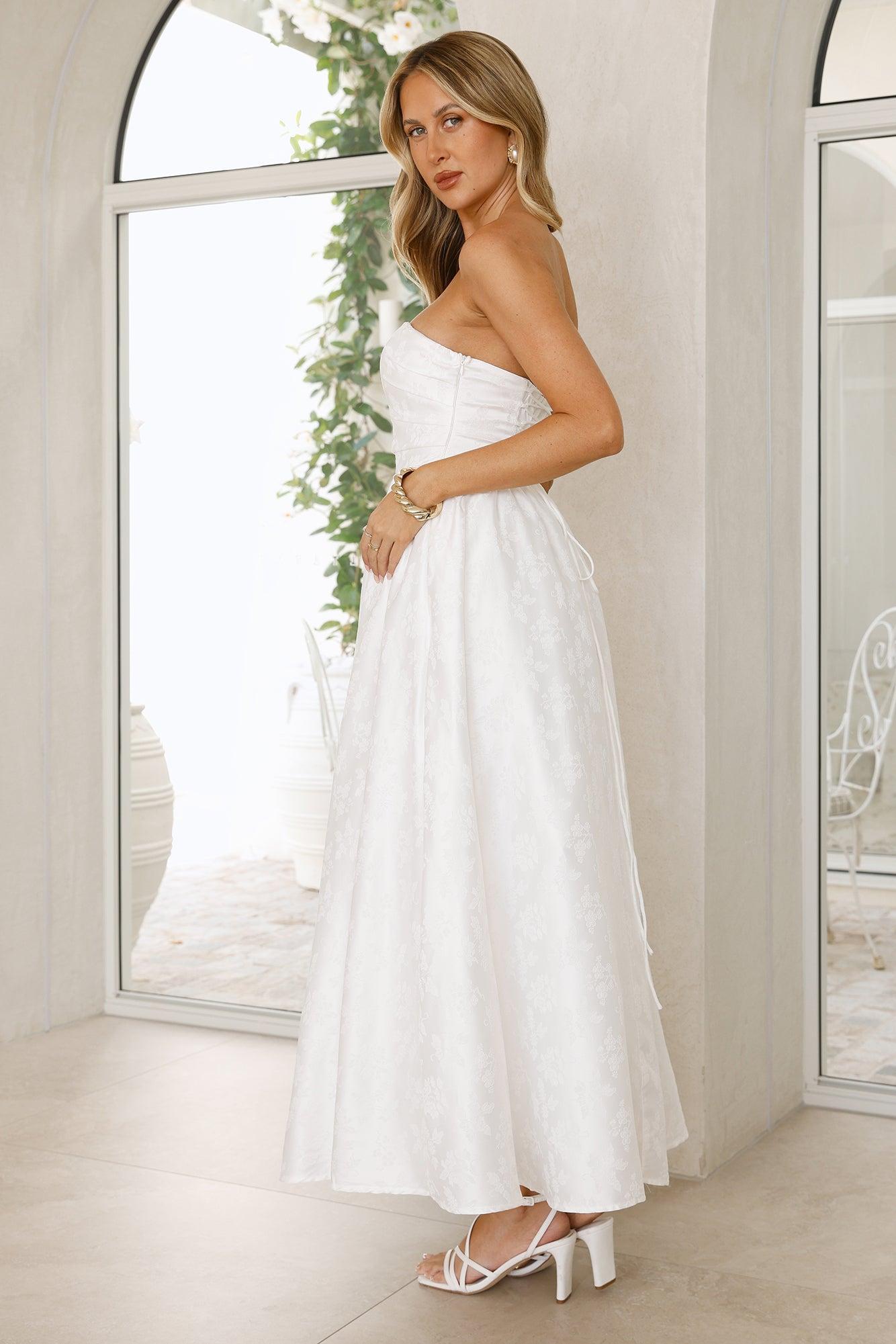 Dancing In Magic Strapless Maxi Dress White Product Image