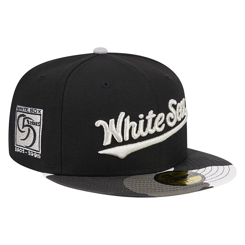 Men's New Era Black Chicago White Sox Metallic Camo 59FIFTY Fitted Hat, Size: 7 3/8 Product Image