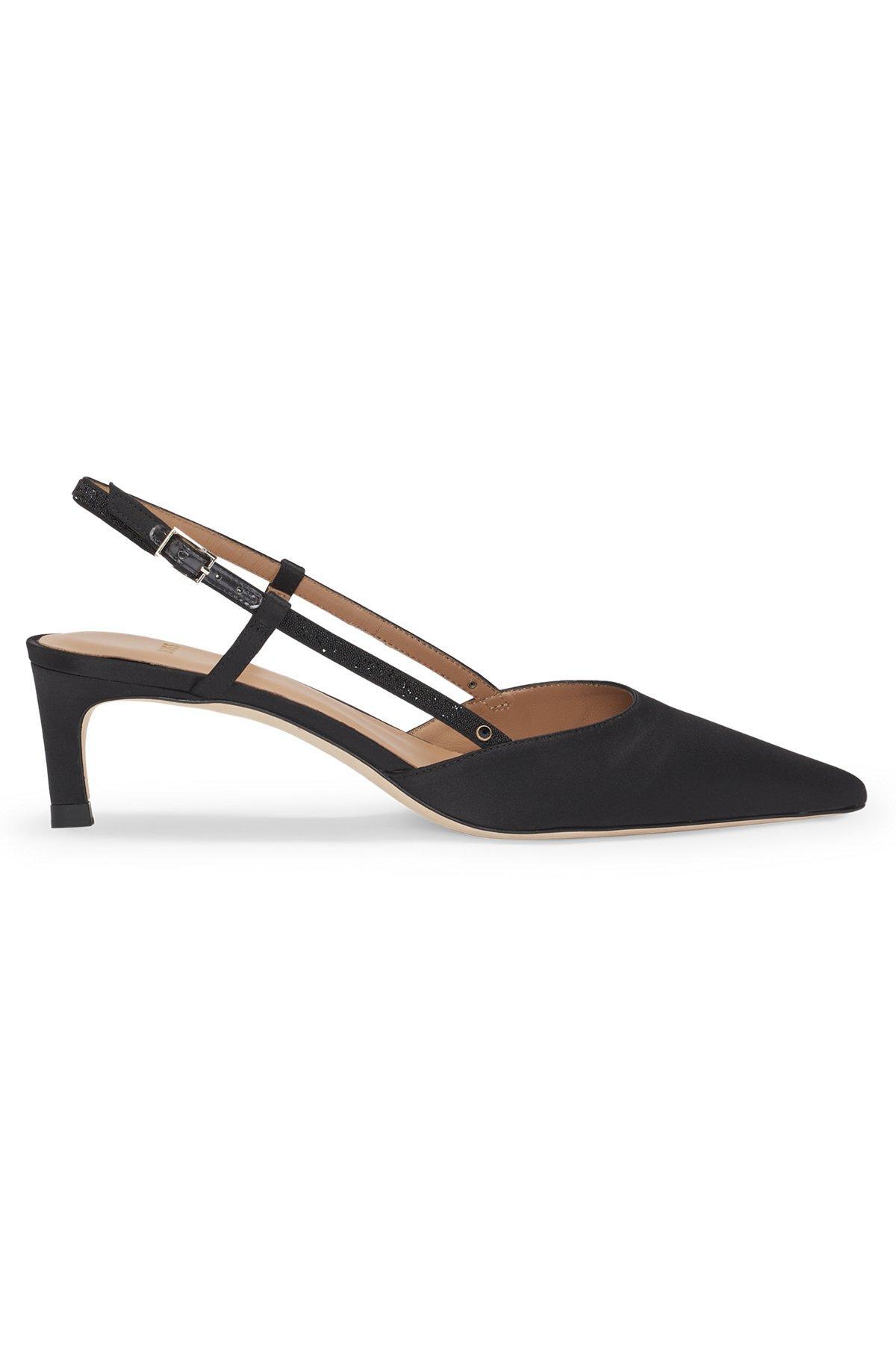 Slingback pumps in soft satin with pointed toe Product Image