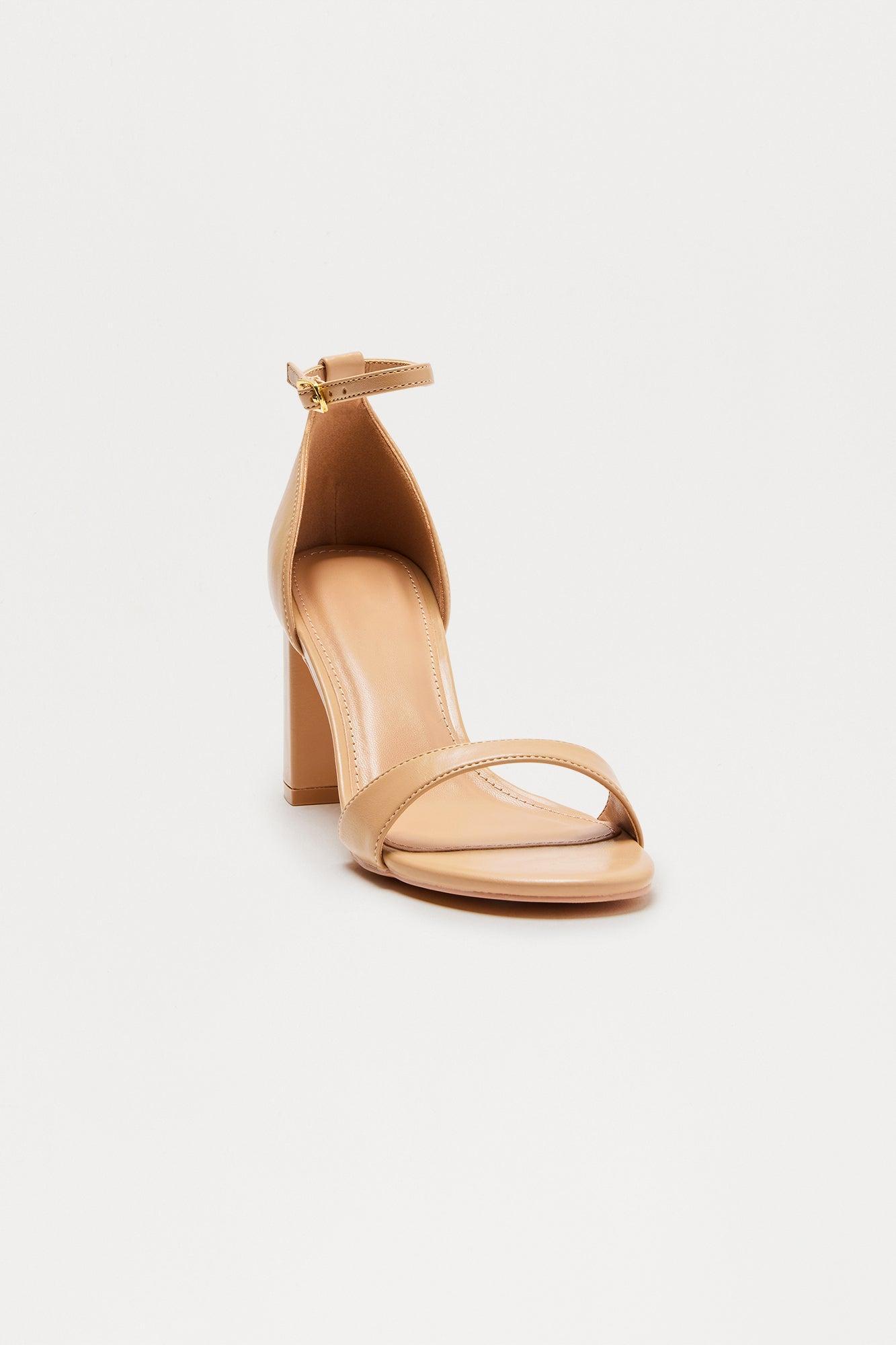 Calisay Faux Leather Block Heels - Camel Female Product Image