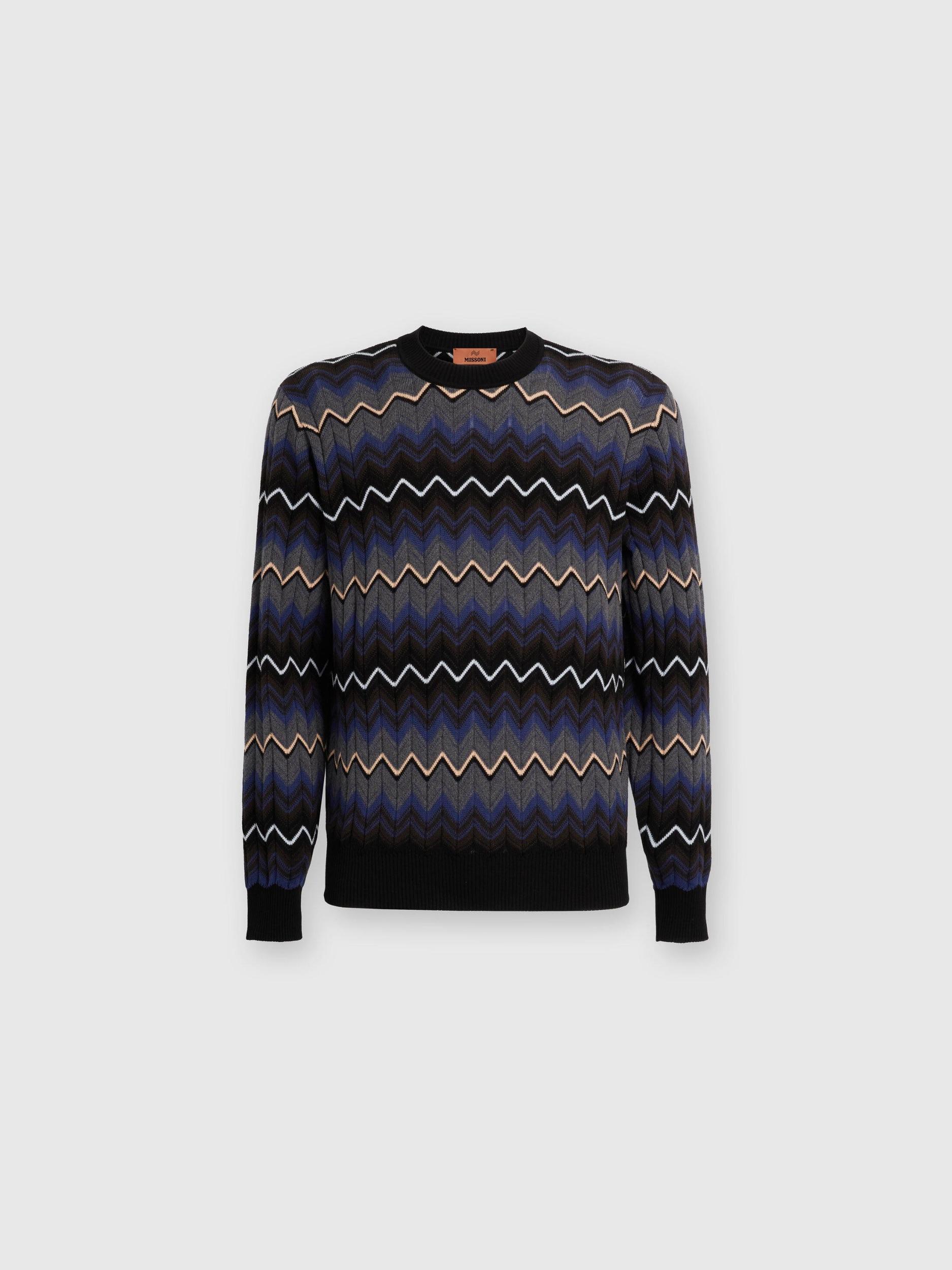 Zigzag wool and cotton crewneck pullover Product Image