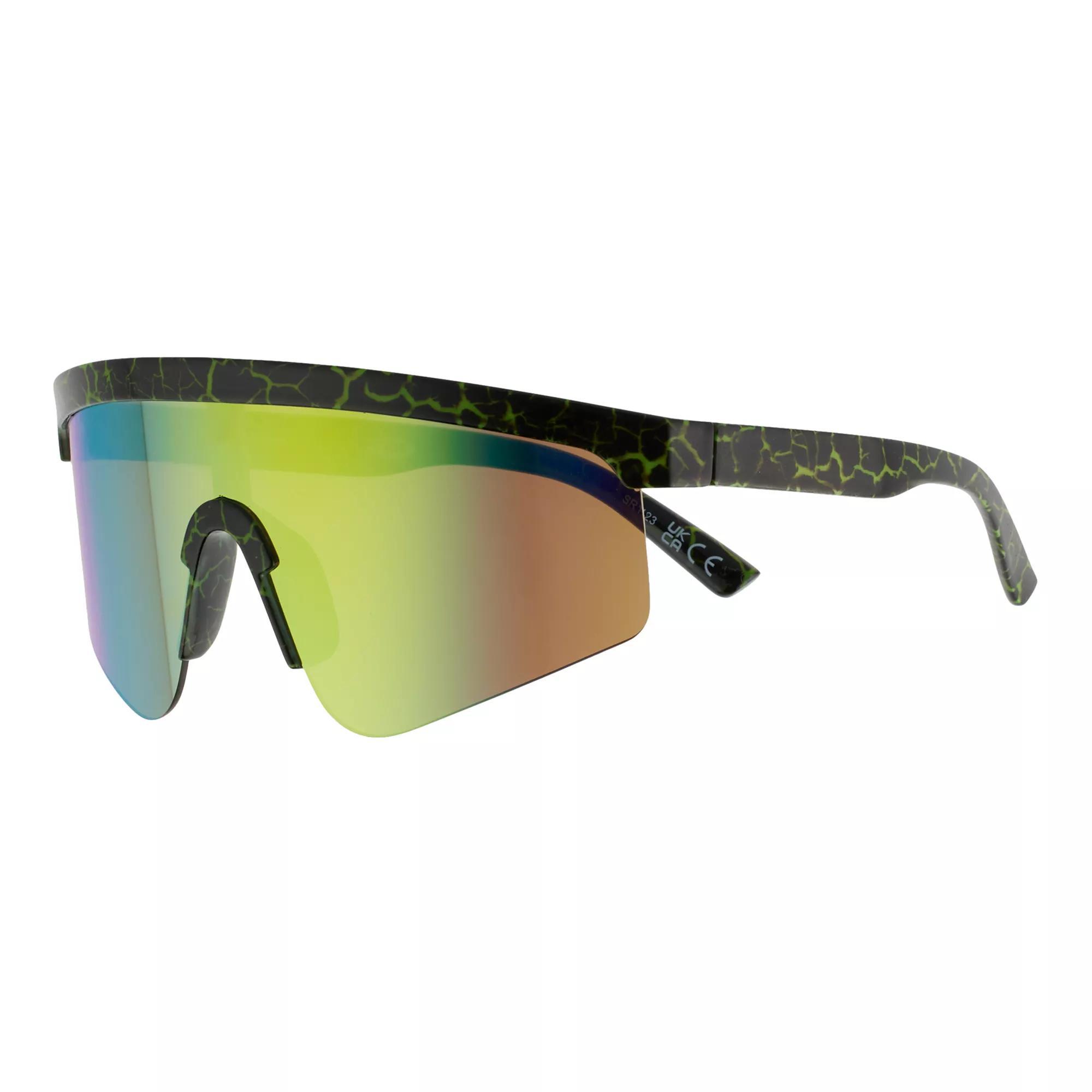 Men's Cali Blue Patterned Plastic Shield Sunglasses, Multi Product Image