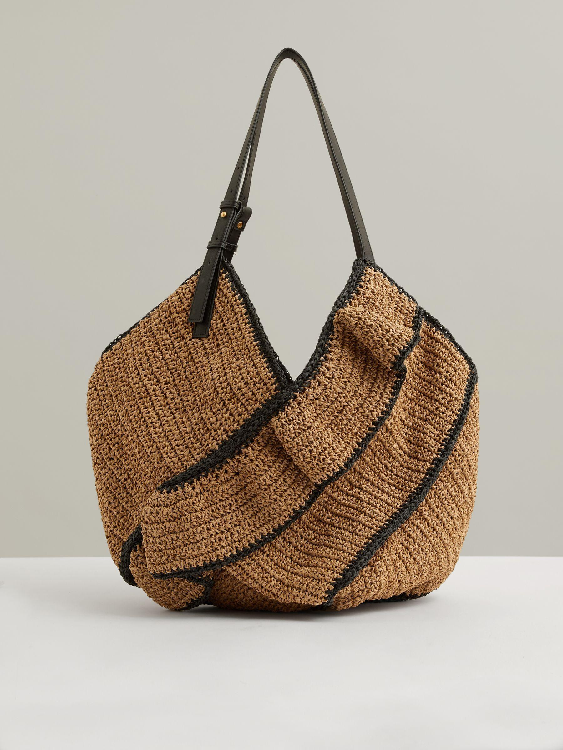 Raffia Ruffle Tote Bag in Natural Product Image