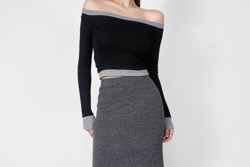 High Rise Plain Mermaid Maxi Skirt Product Image