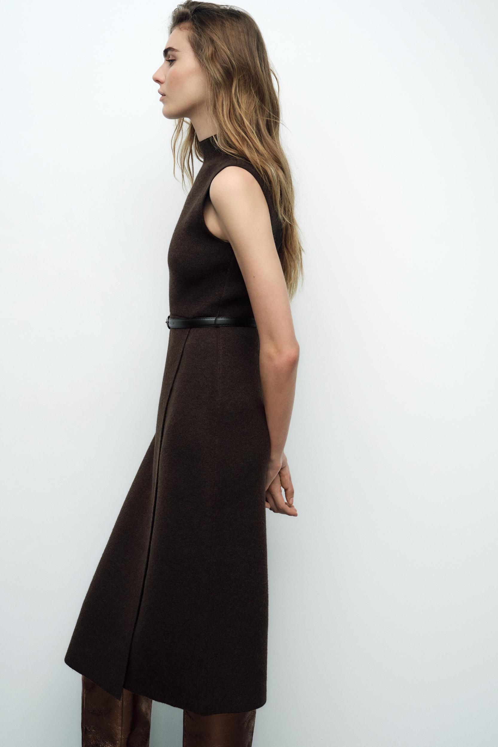 BELTED LONG KNIT DRESS Product Image