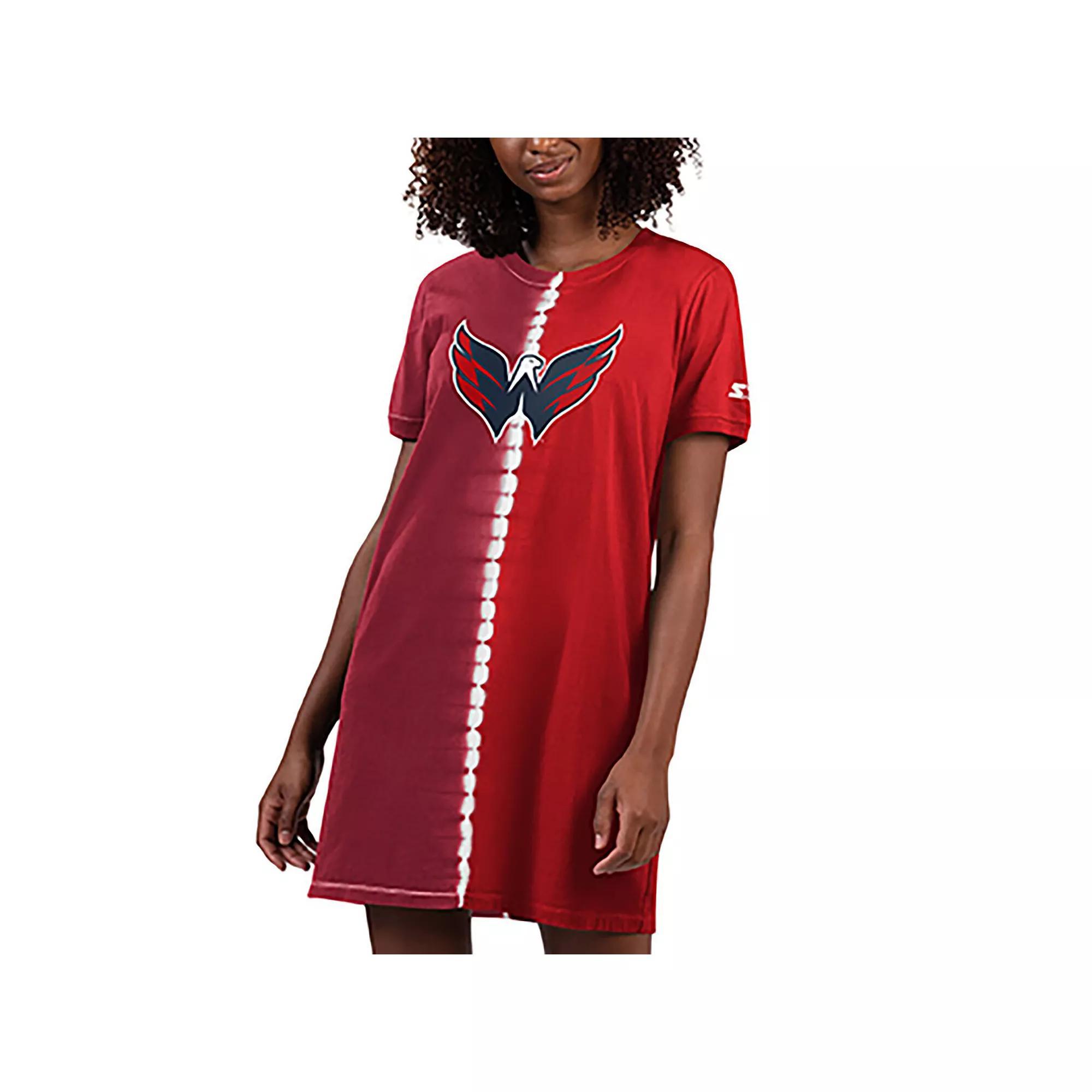 Women's Starter  Red Washington Capitals Ace Tie-Dye Sneaker Dress, Size: Large Product Image