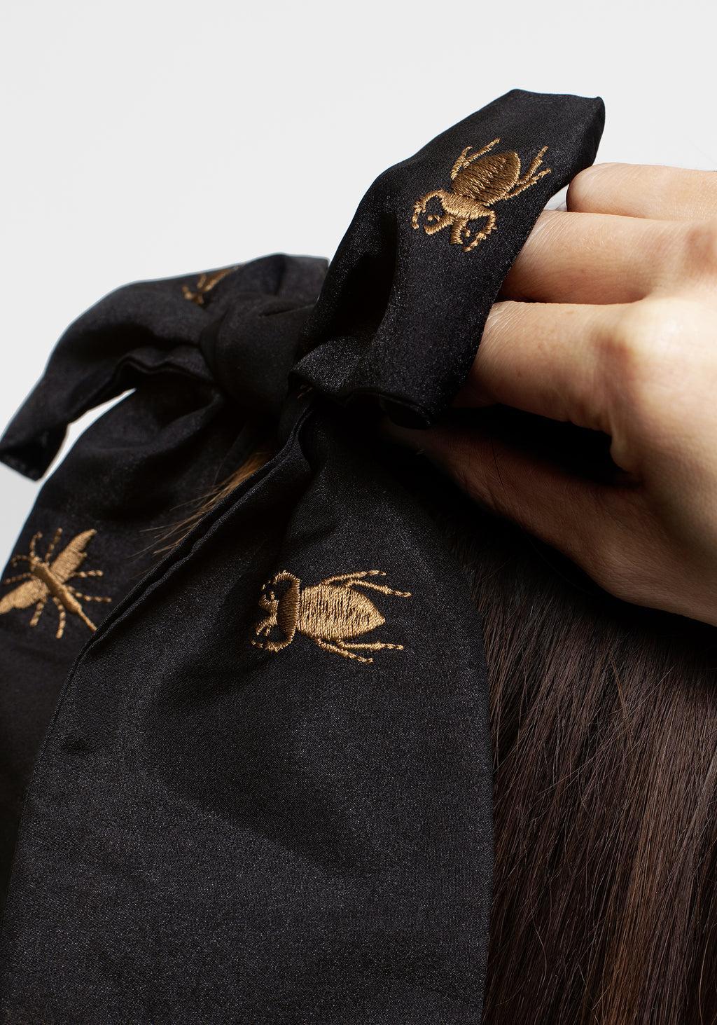 Insectarium Embroidered Organza Bow Barrette Hair Clip Product Image