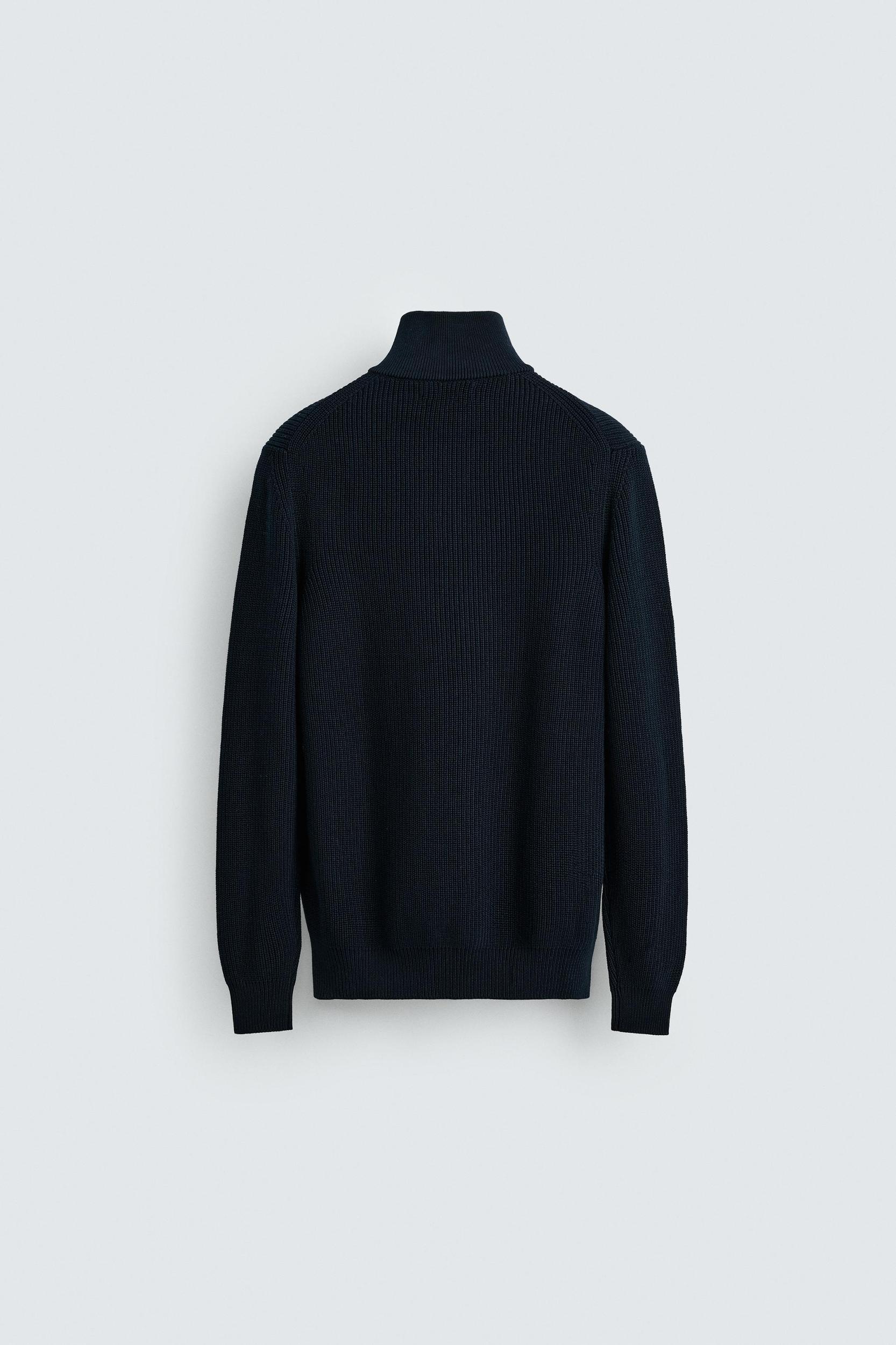 ZIPPERED PURL KNIT SWEATER Product Image