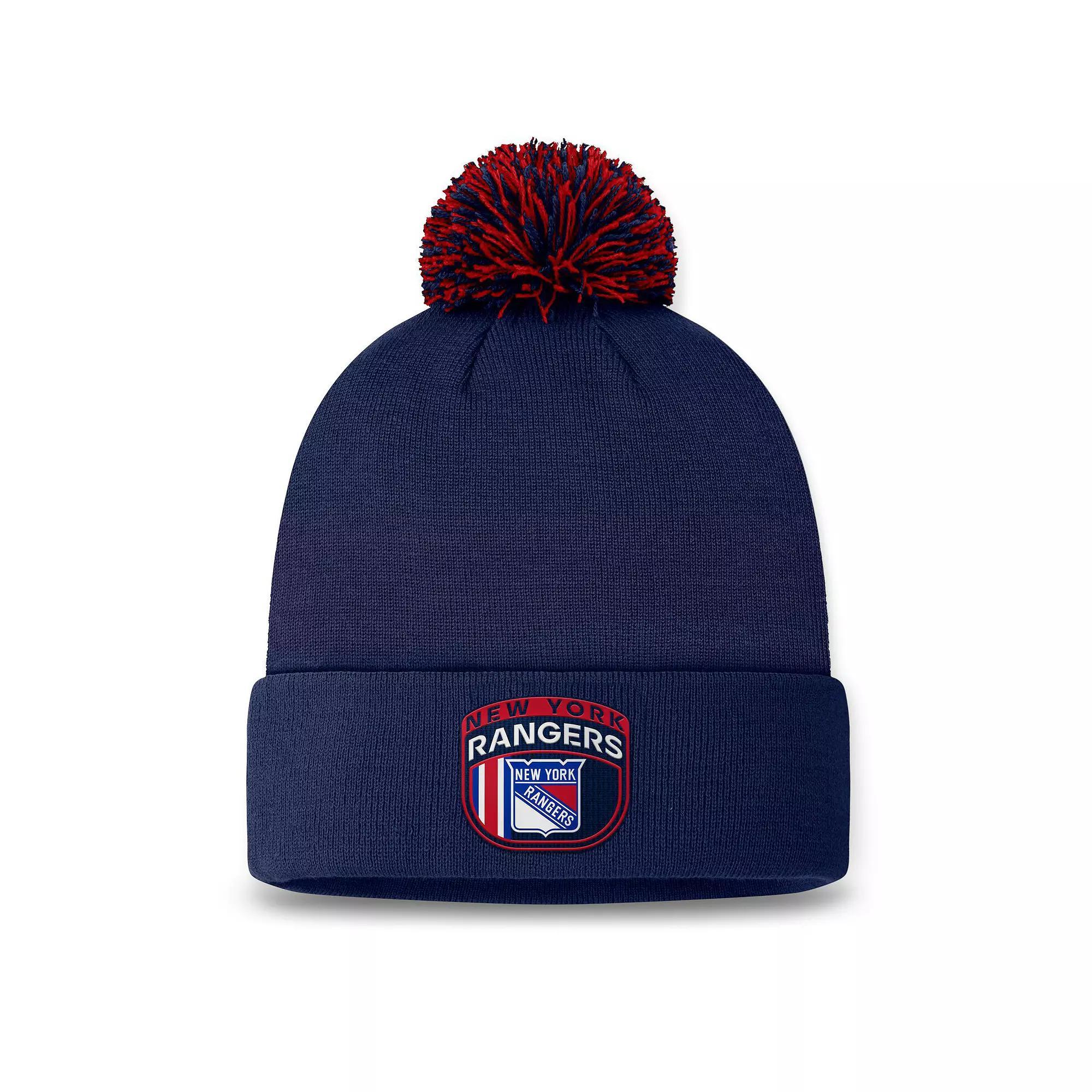 Mens Fanatics Navy New York Rangers 2024 NHL Draft Cuffed Knit Hat with Pom, Ran Blue Product Image