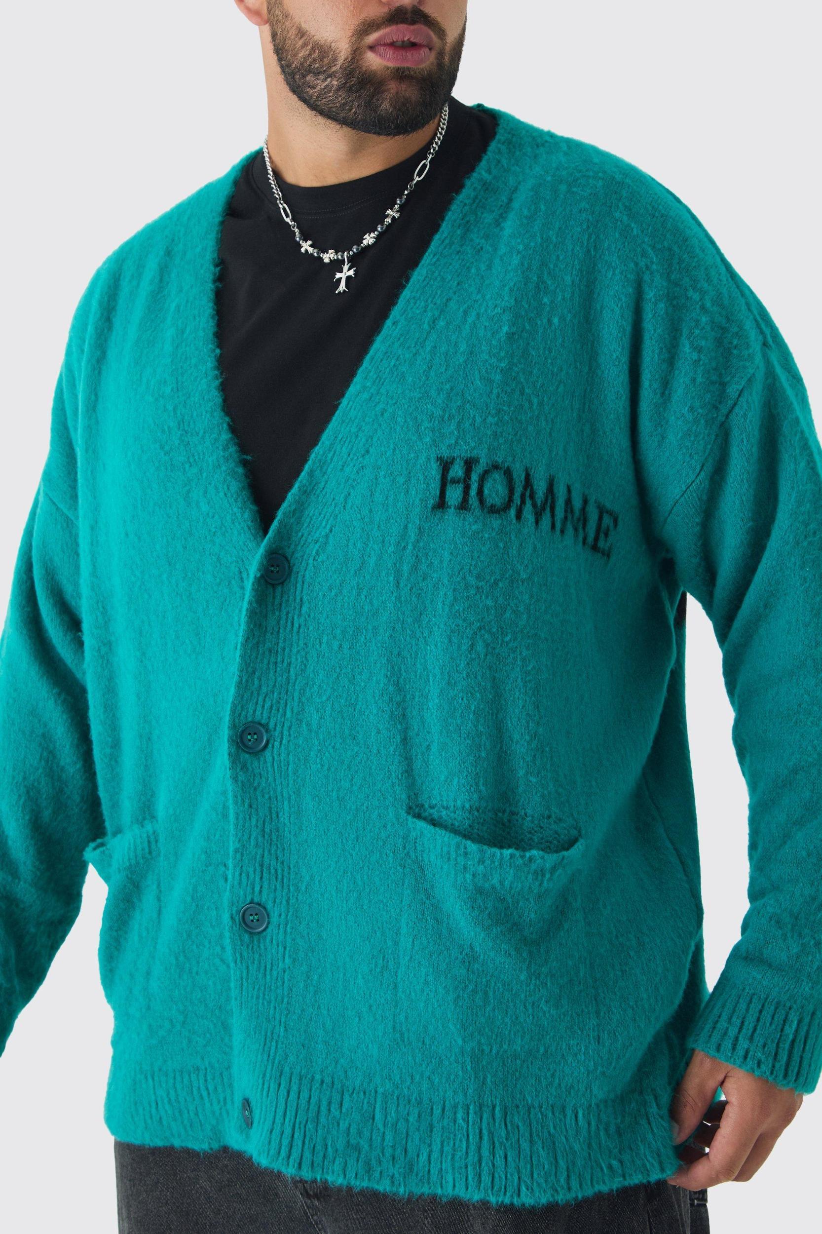 Plus Homme Fluffy Knit Cardigan | boohooMAN USA Product Image