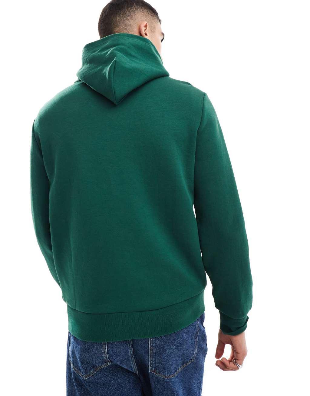 Polo Ralph Lauren central script logo double knit hoodie in dark green Product Image