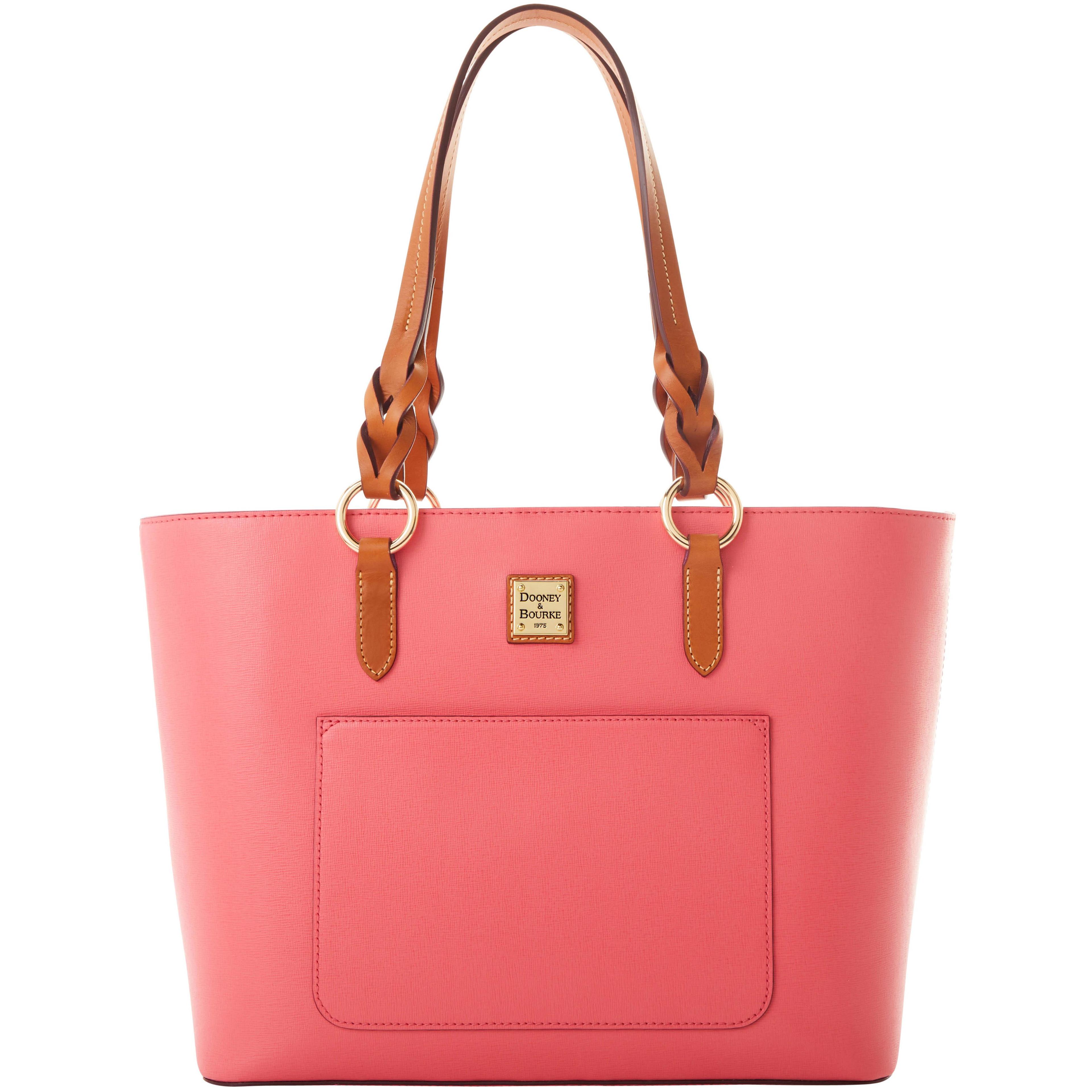 Dooney & Bourke Womens Saffiano Tammy Leather Tote Shopping Bag in Bubble Gum Product Image