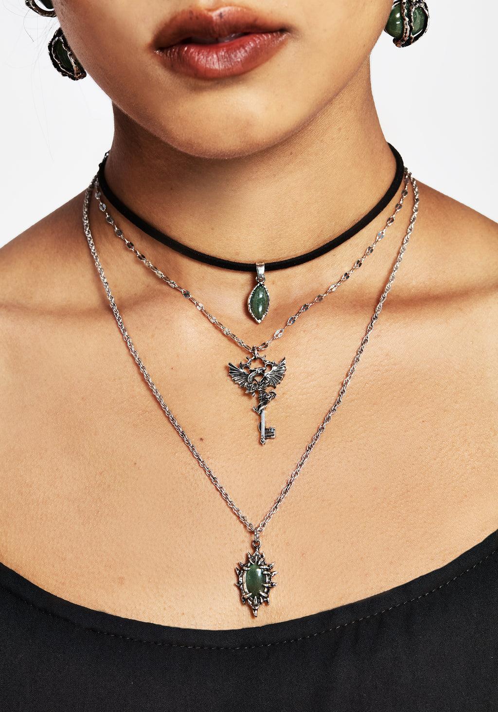 Petra Dragon Key Layered Necklace Product Image
