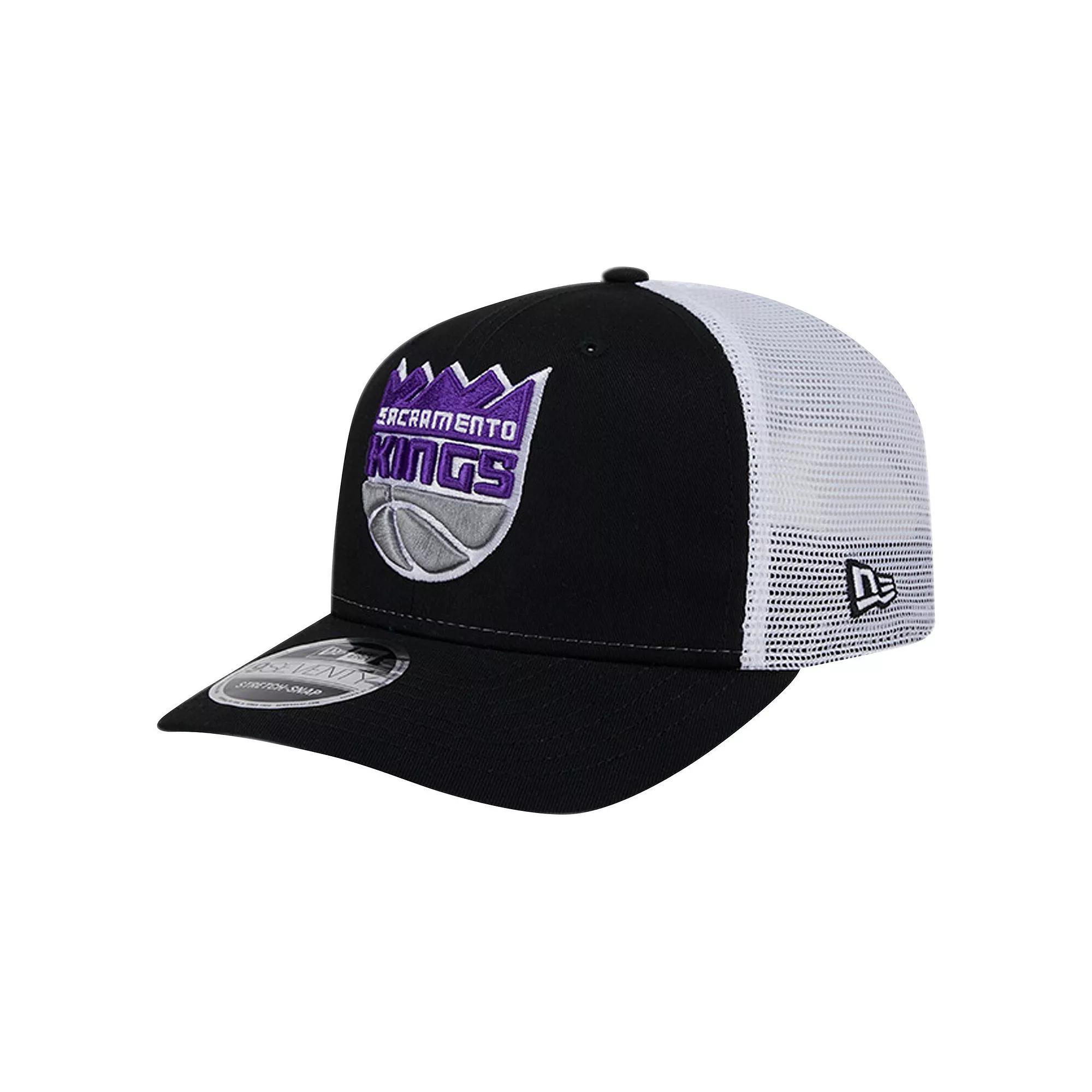 Mens New Era Black/White Sacramento Kings Trucker 9SEVENTY COOLERA Stretch-Snap Hat Product Image