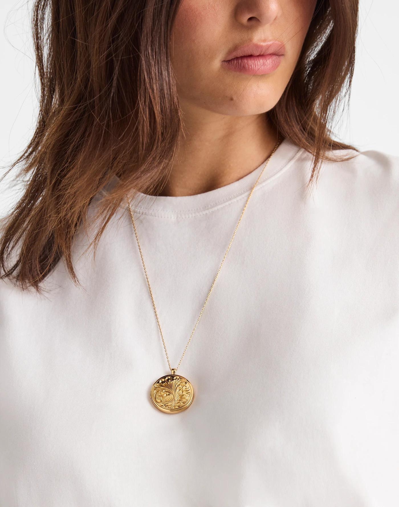 Engraved Locket Pendant Necklace Product Image