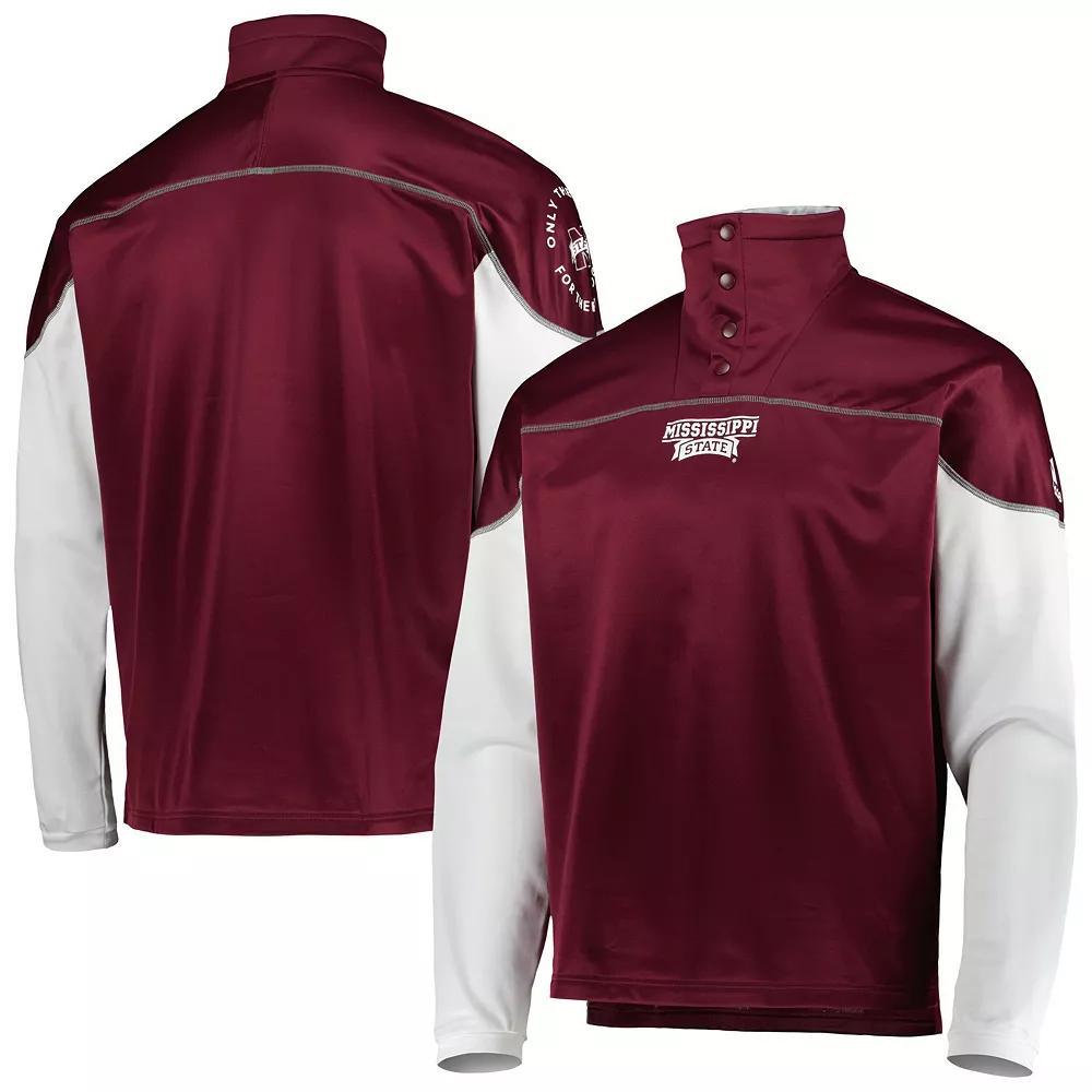Men's adidas Maroon Mississippi State Bulldogs AEROREADY Knit Quarter-Snap Jacket, Size: Small, Mst Red Product Image